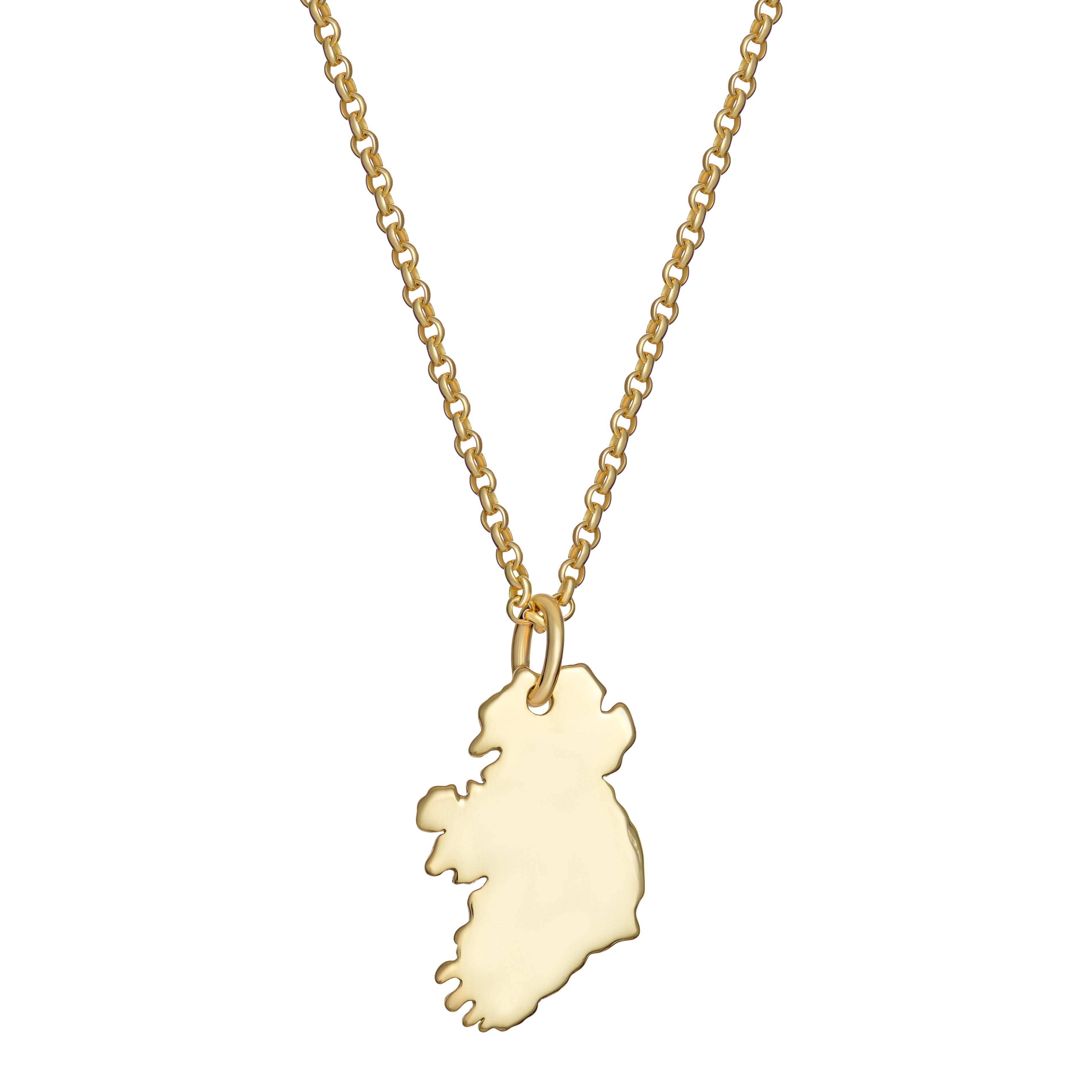 Ireland Map Necklace Gold Plate