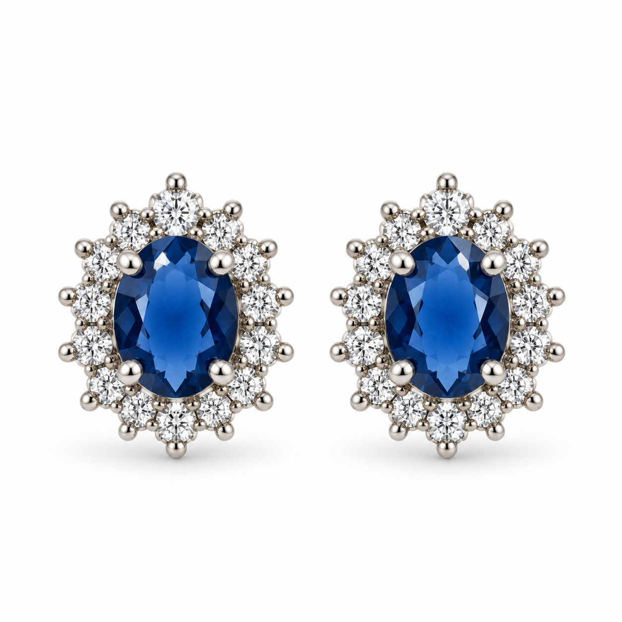 Blue CZ Cluster Earrings