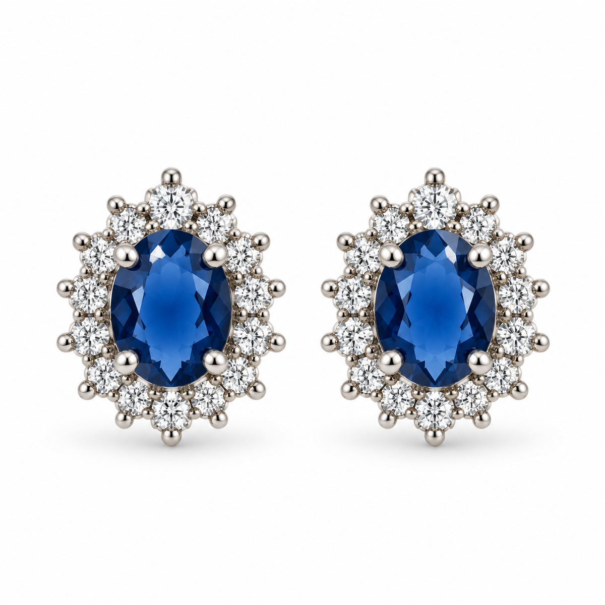 Blue CZ Cluster Earrings