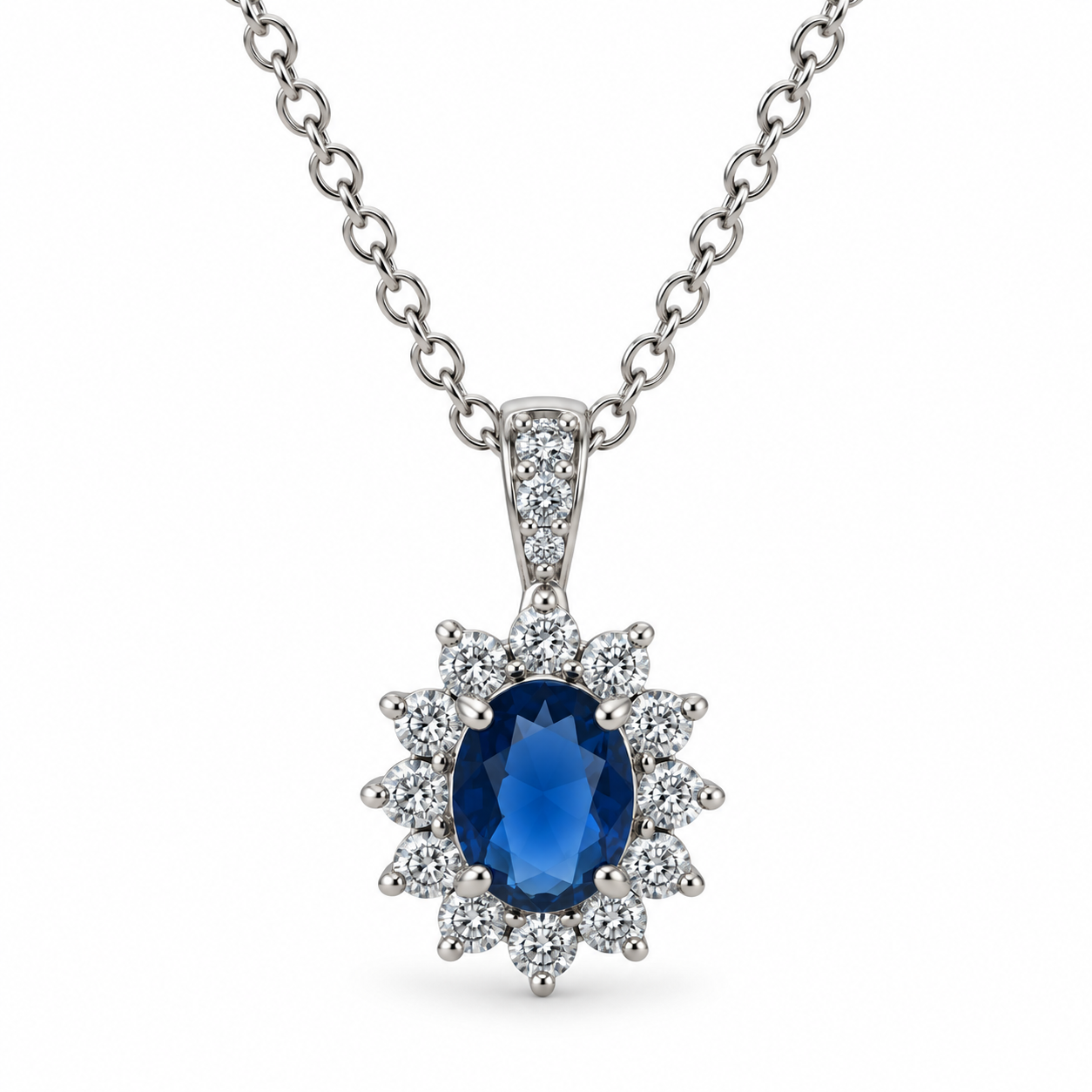 Blue CZ Cluster Pendant