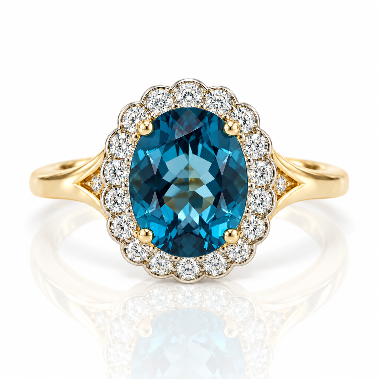 9kt London Blue Topaz and Diamond Dress Ring