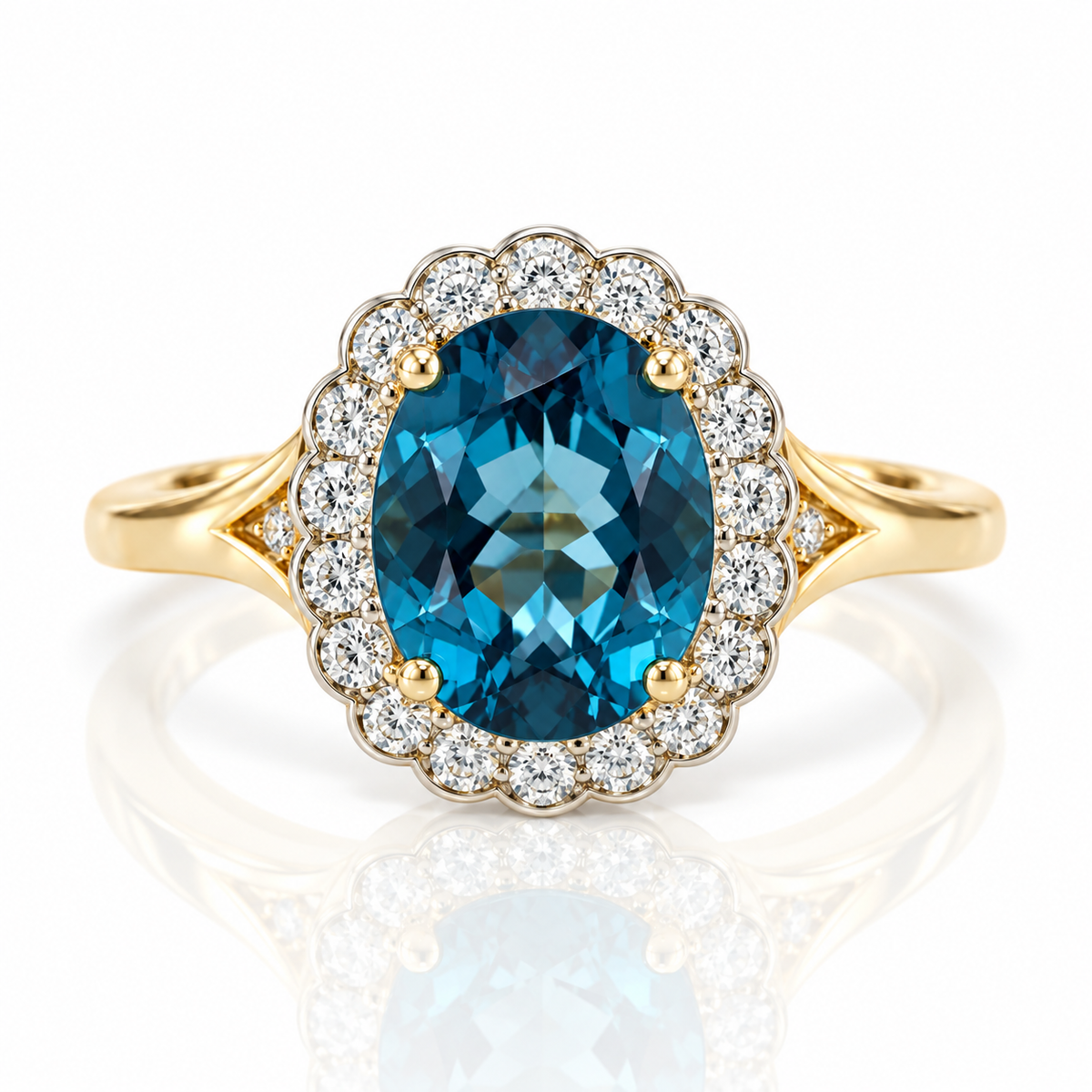9kt London Blue Topaz and Diamond Dress Ring