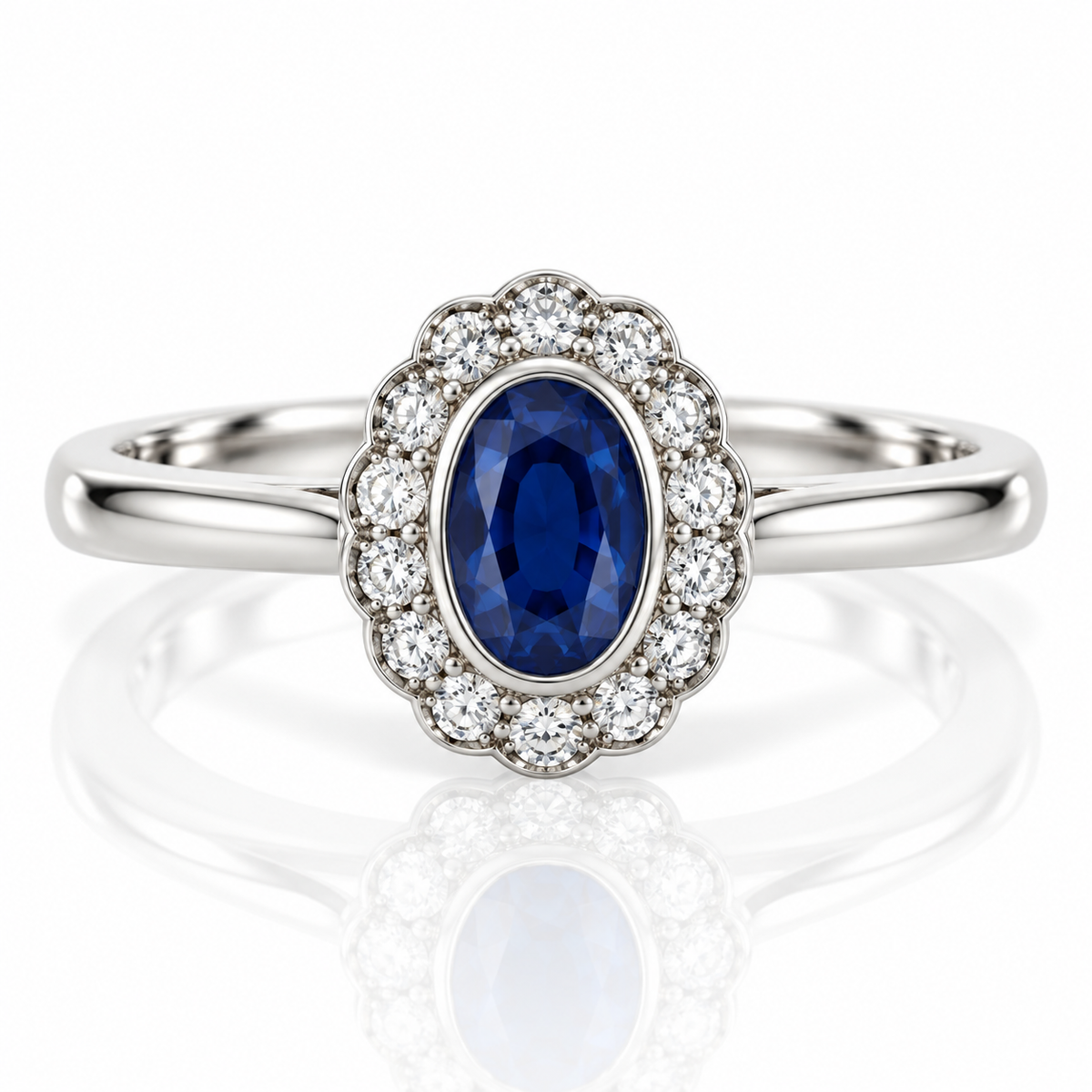 9kt Sapphire and Diamond Cluster Ring