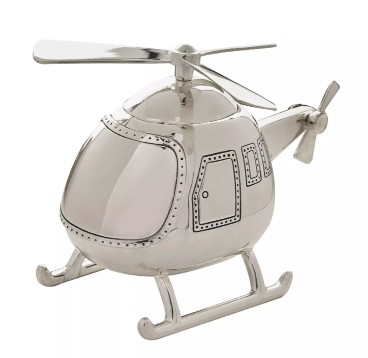 Silver Plated Money Box - Helicopter