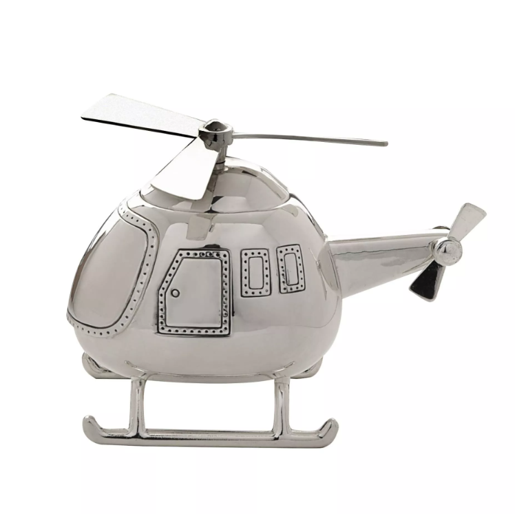 Silver Plated Money Box - Helicopter