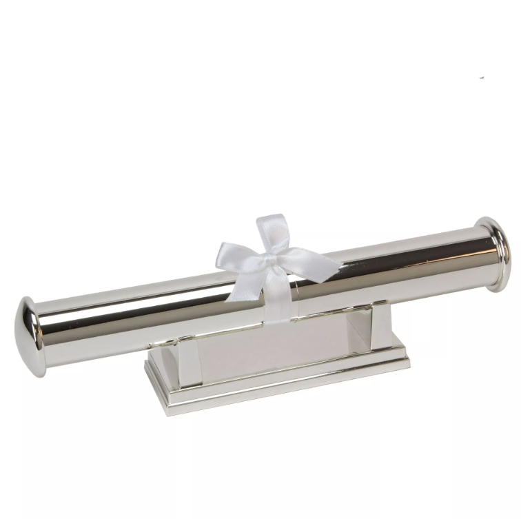 Plain certificate tube with silverplated stand