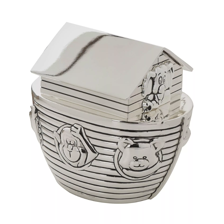 Silver Plated Noah's Ark Money Box