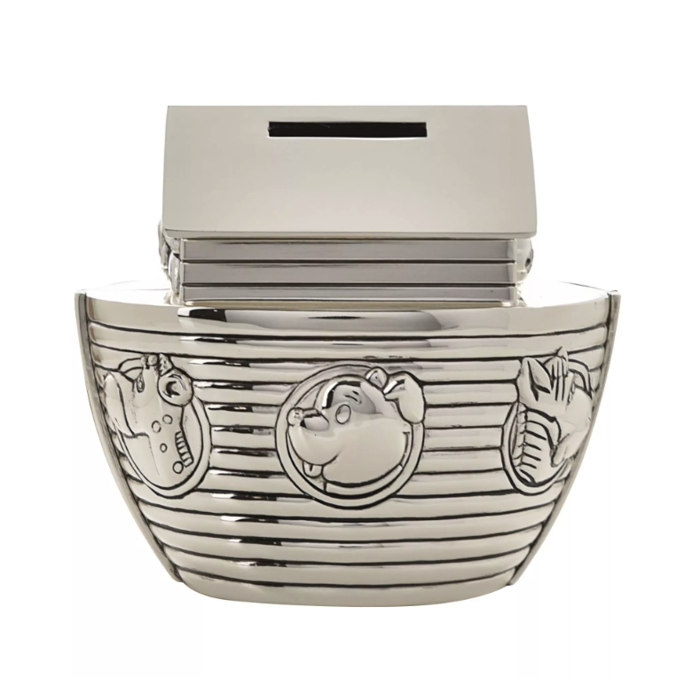 Silver Plated Noah's Ark Money Box