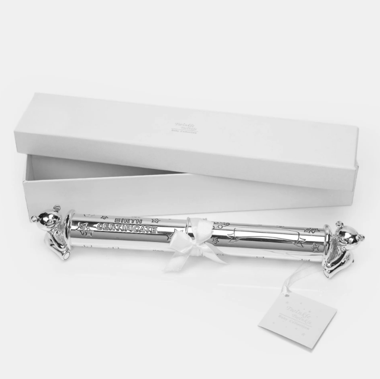 Twinkle Twinkle Silverplated Birth Certificate Tube