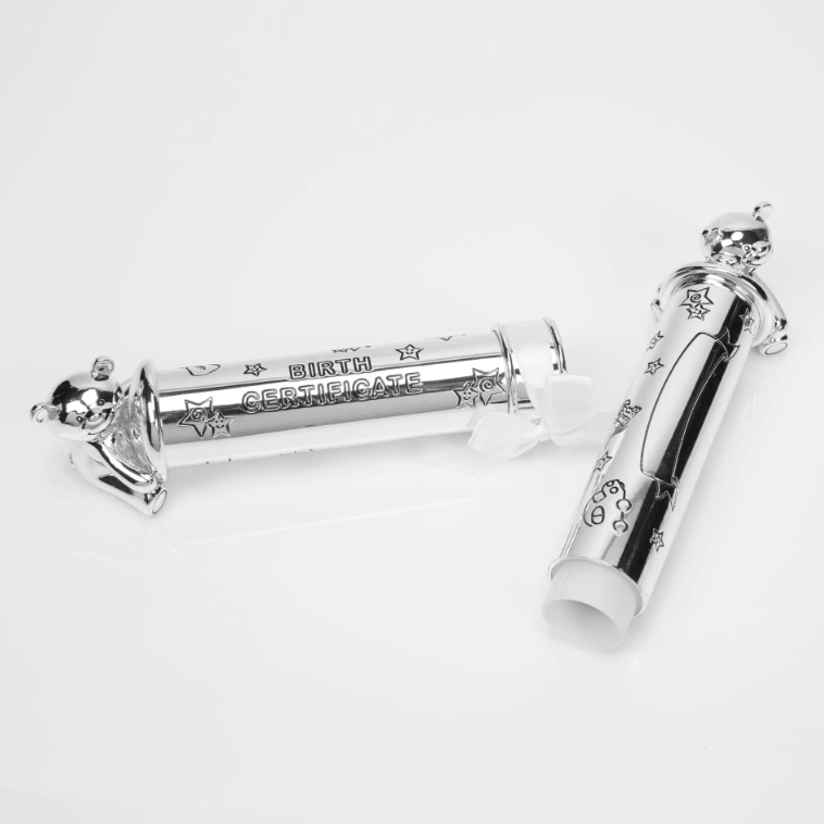 Twinkle Twinkle Silverplated Birth Certificate Tube
