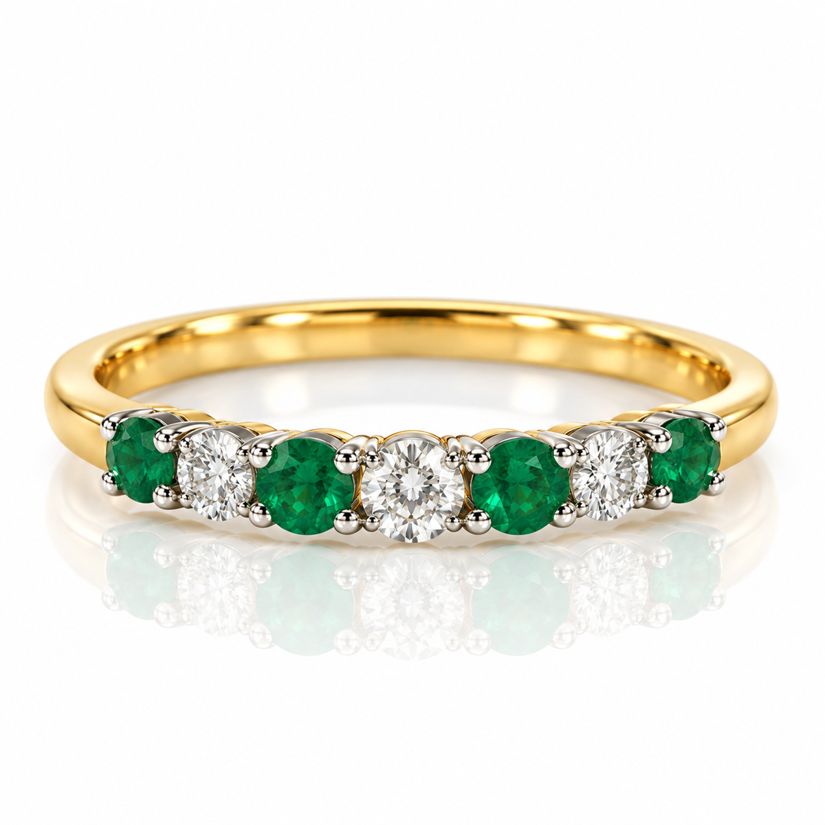 9kt Emerald and Diamond Band