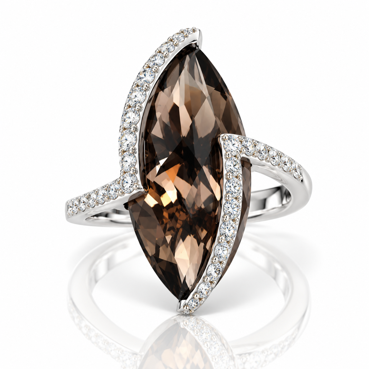 18kt Smokey Quartz and Diamond Dress Ring