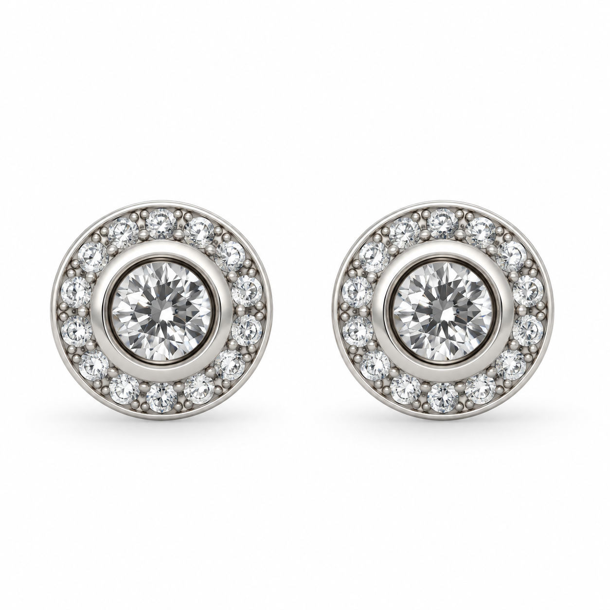Round CZ Rubover Earrings