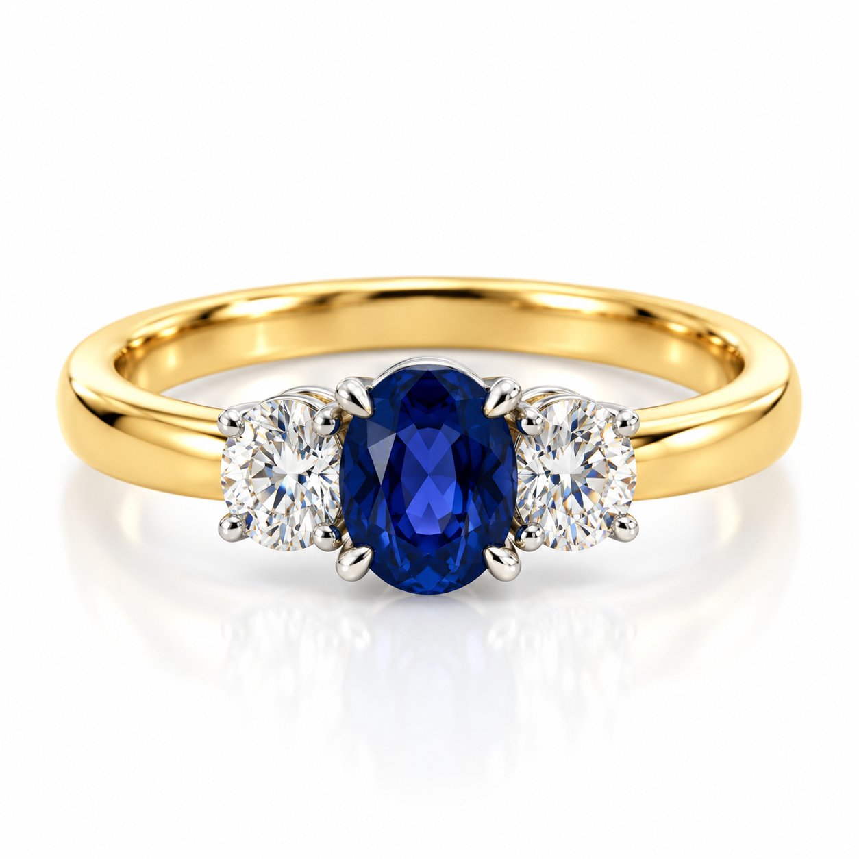 18kt Sapphire and Diamond Three Stone Dress Ring