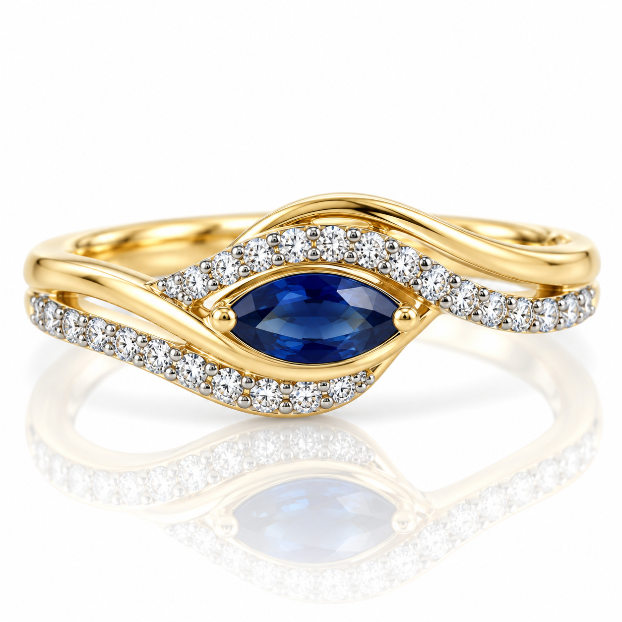 9kt Sapphire and Diamond Twist Dress Ring