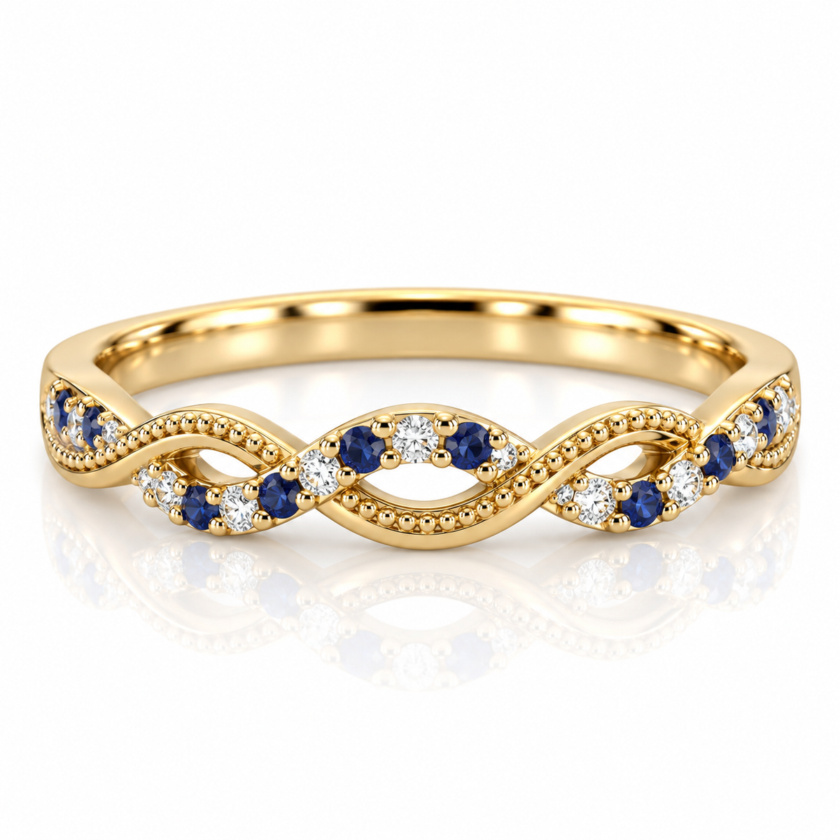 9kt Sapphire and Diamond Twist Band