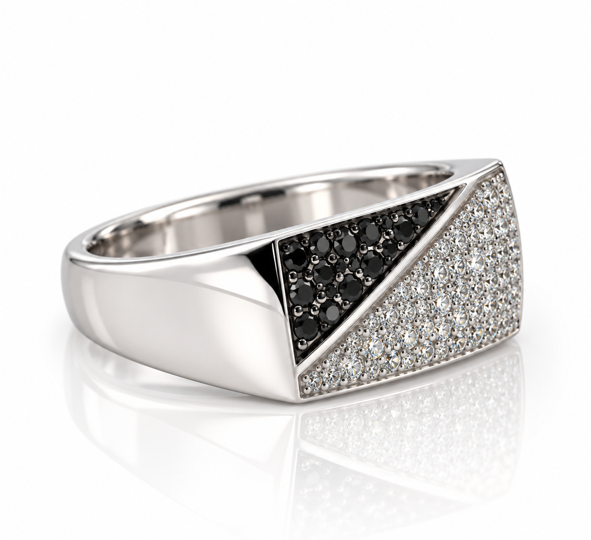 9kt White and Black Diamond Dress Ring