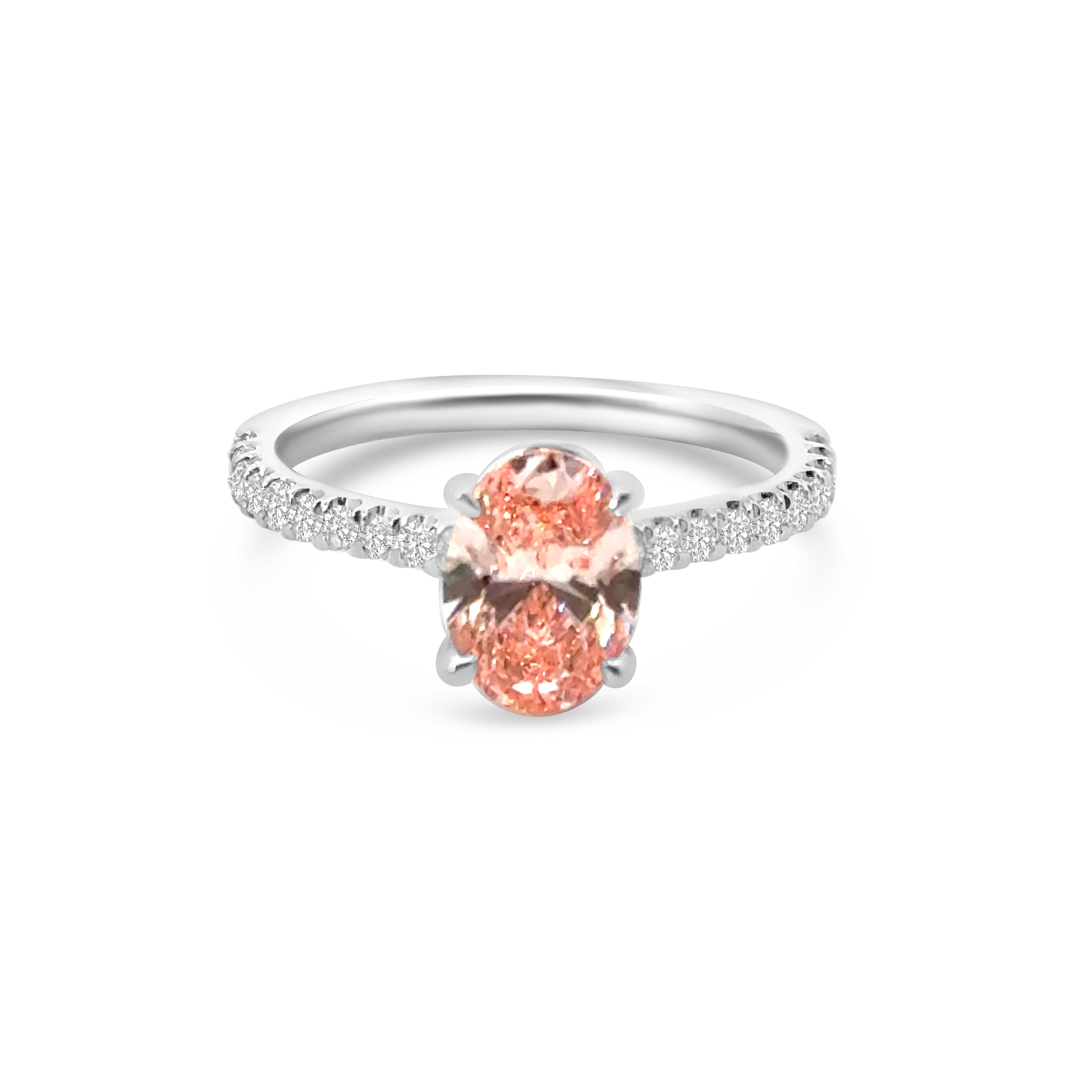 Platinum Pink Diamond Oval Dress Ring