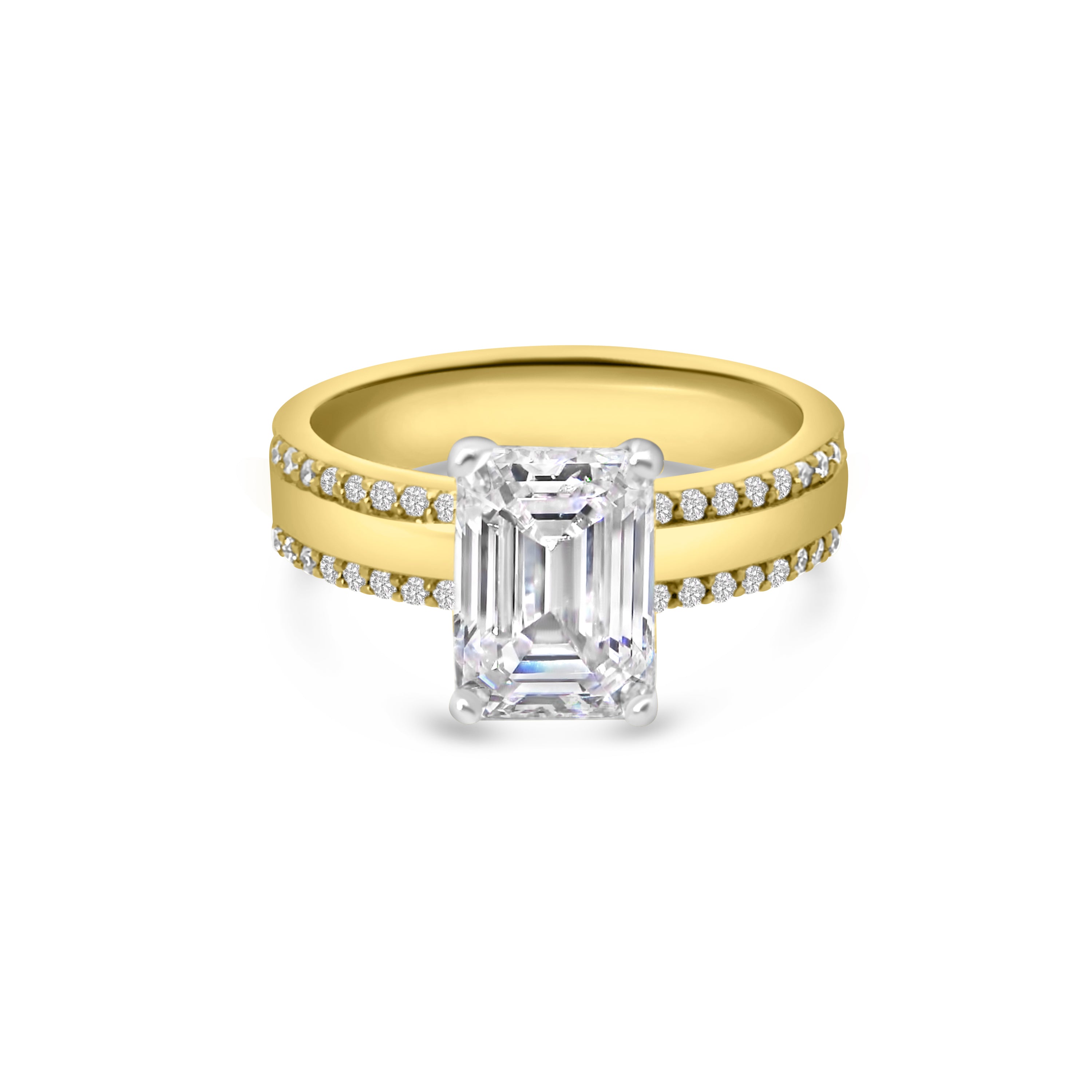 Lab Diamond 18kt Emerald Cut Solitaire Engagement Ring