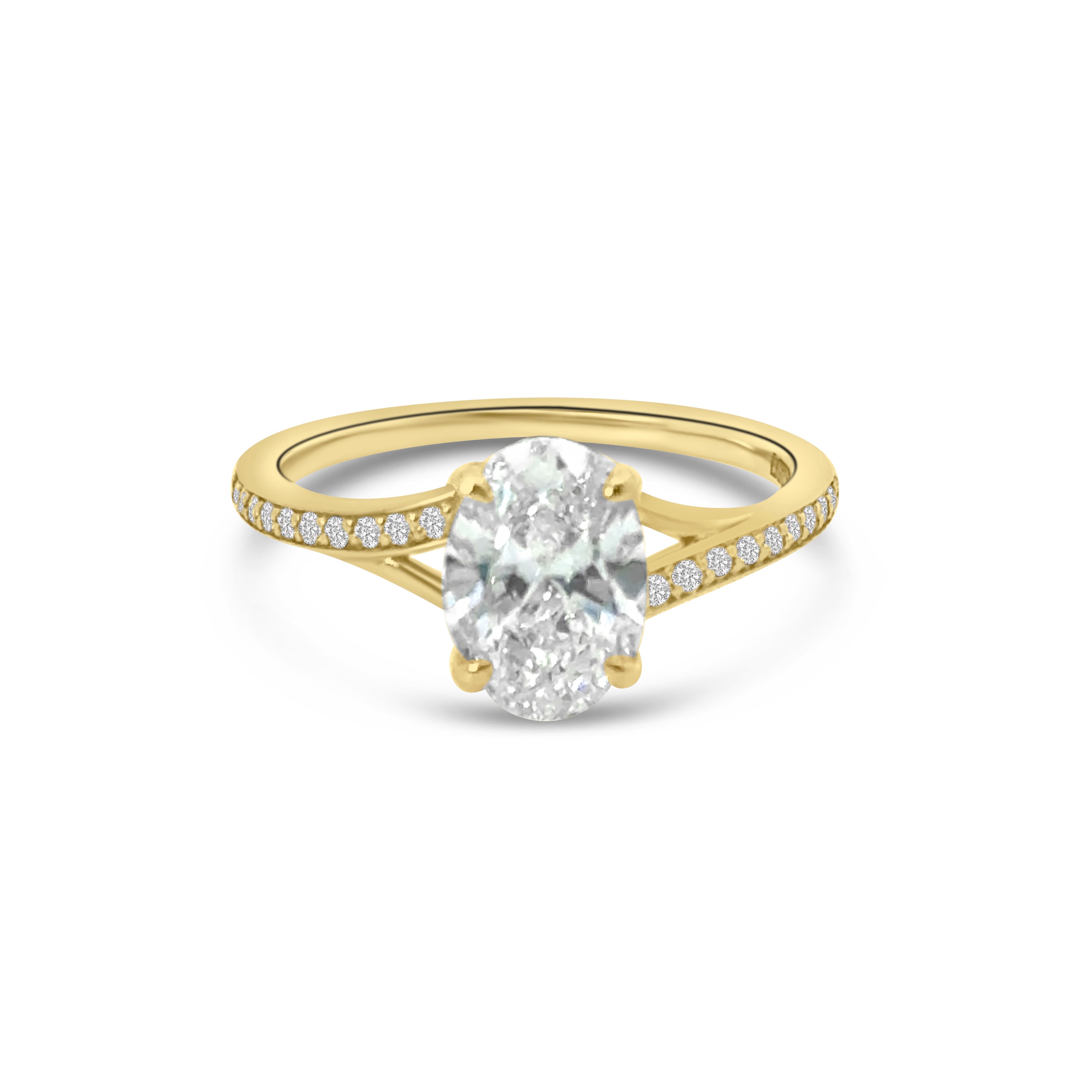 Lab Diamond 18kt Oval Twist Engagement Ring and Wedding band set