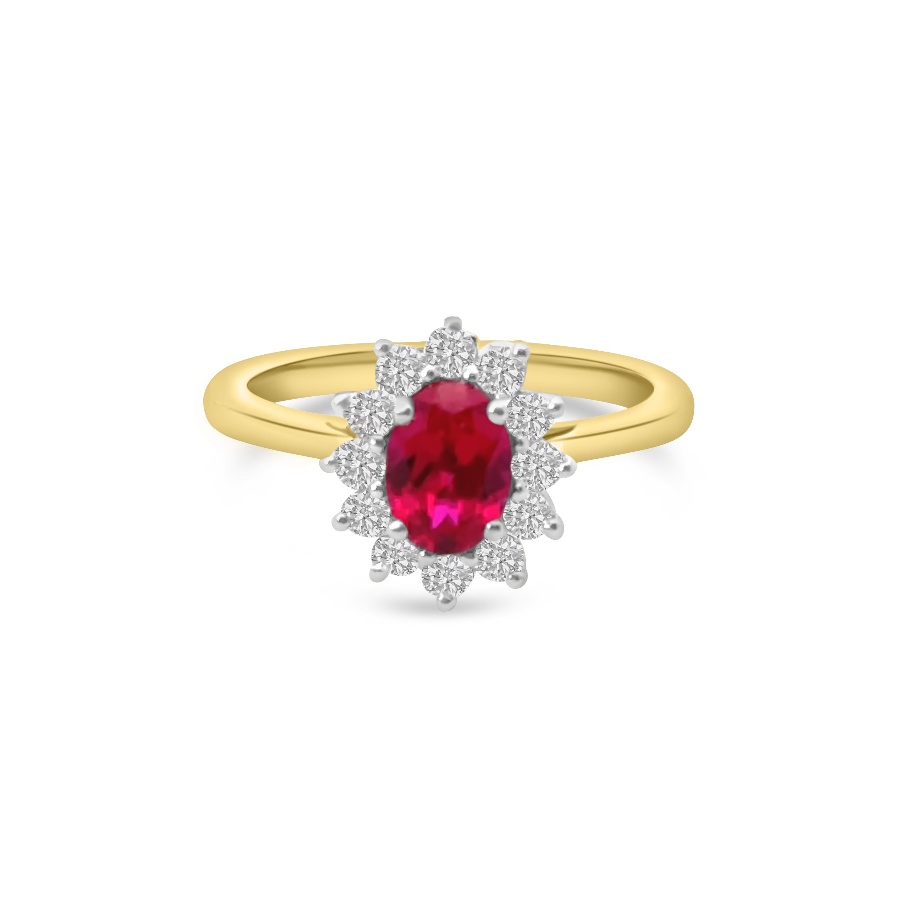9kt Lab Grown Ruby and Diamond Cluster Dress Ring