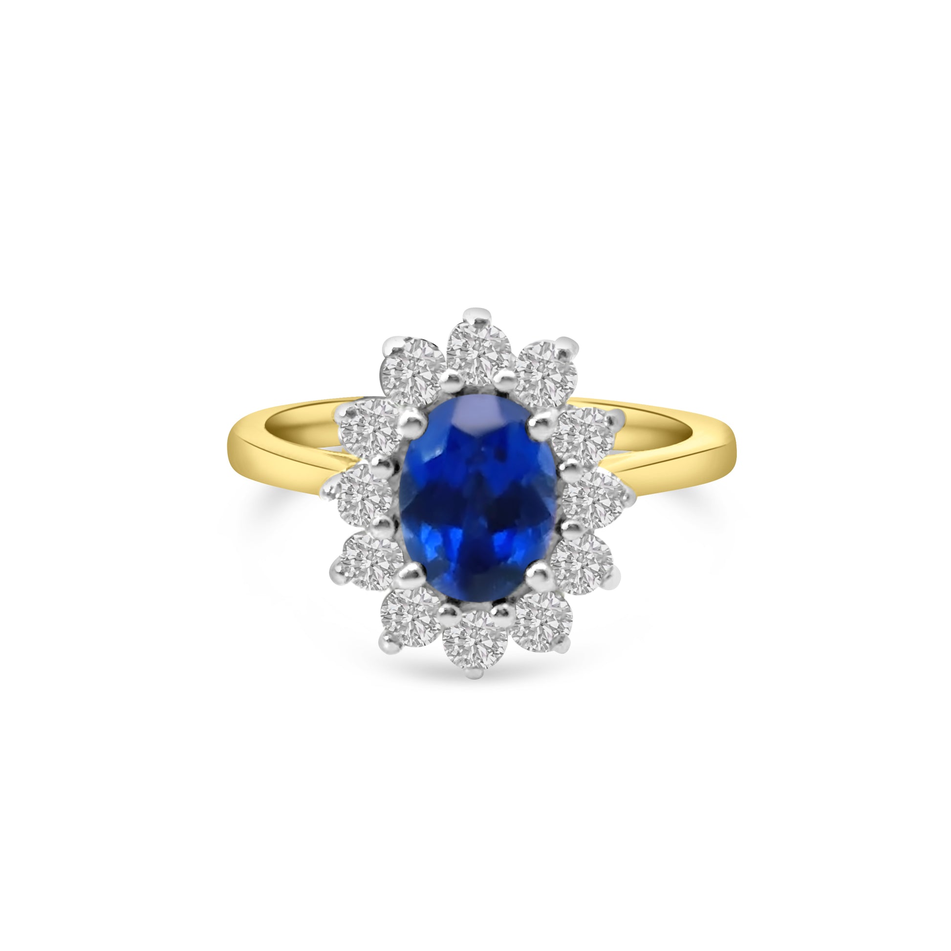 9kt Lab Grown Sapphire and Diamond Cluster Dress Ring