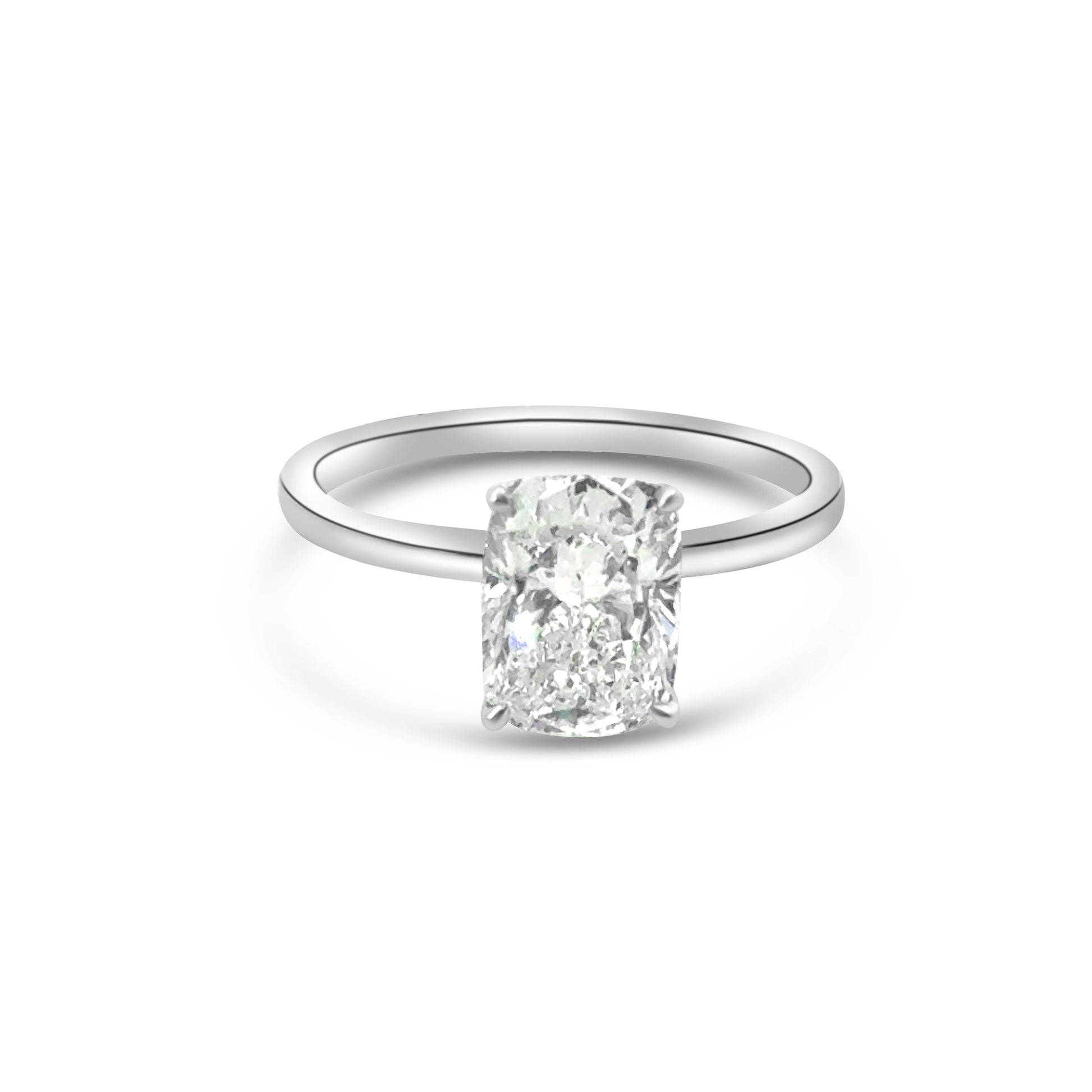 Lab Diamond Platinum Cushion Cut Solitaire Engagement Ring