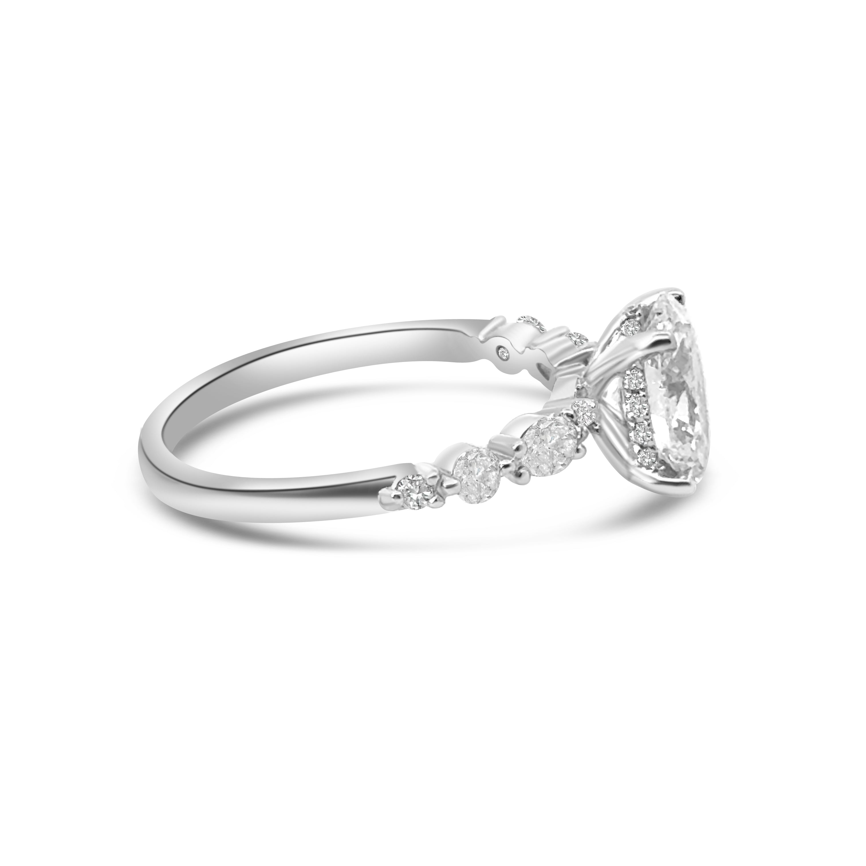 Lab Diamond Platinum Oval Cut Solitaire Fancy Band Engagement Ring
