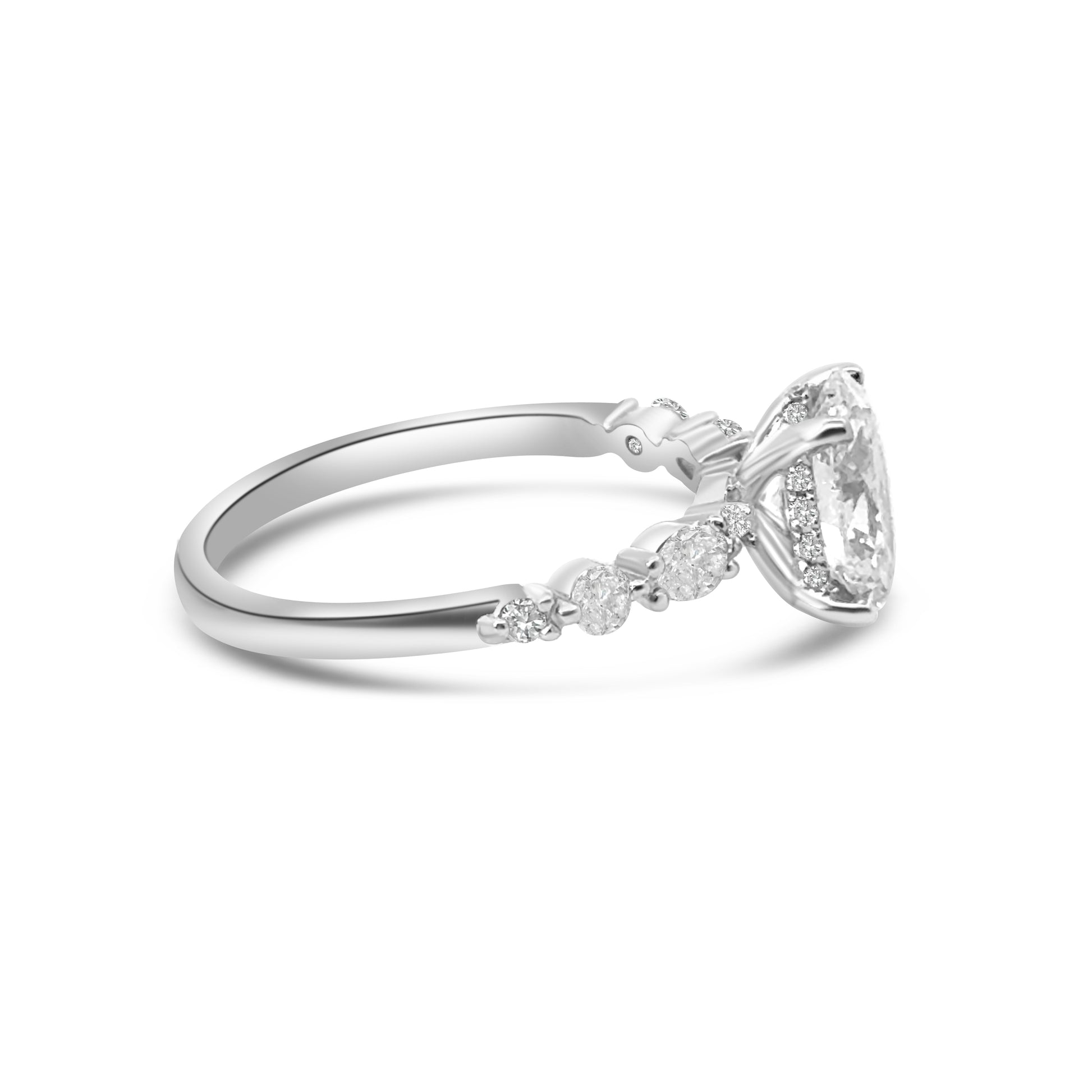 Lab Diamond Platinum Oval Cut Solitaire Fancy Band Engagement Ring