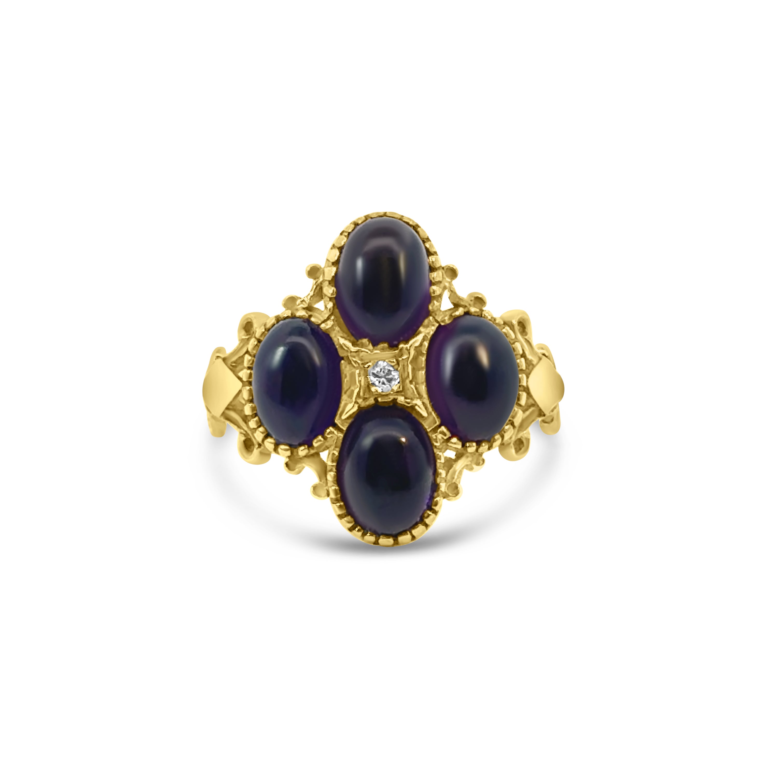 9kt Amethyst and Diamond Vintage Style Ring