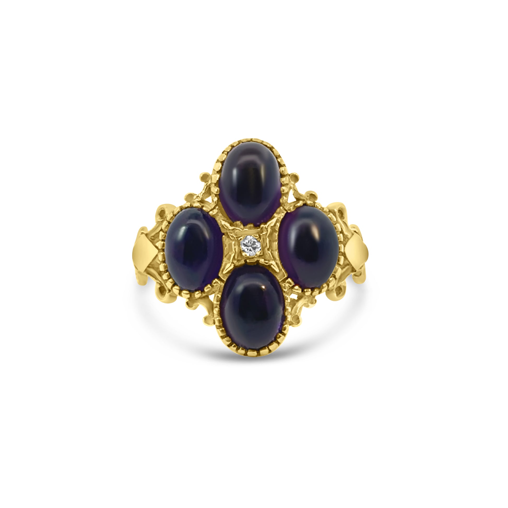 9kt Amethyst and Diamond Vintage Style Ring