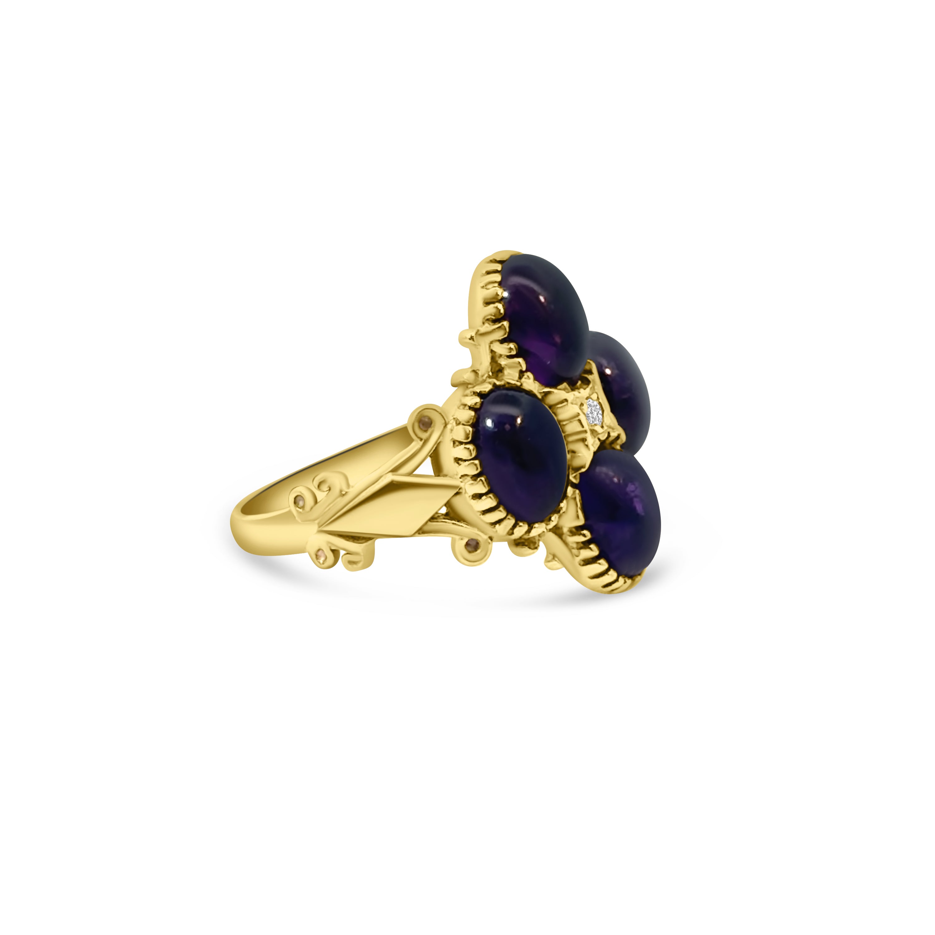 9kt Amethyst and Diamond Vintage Style Ring