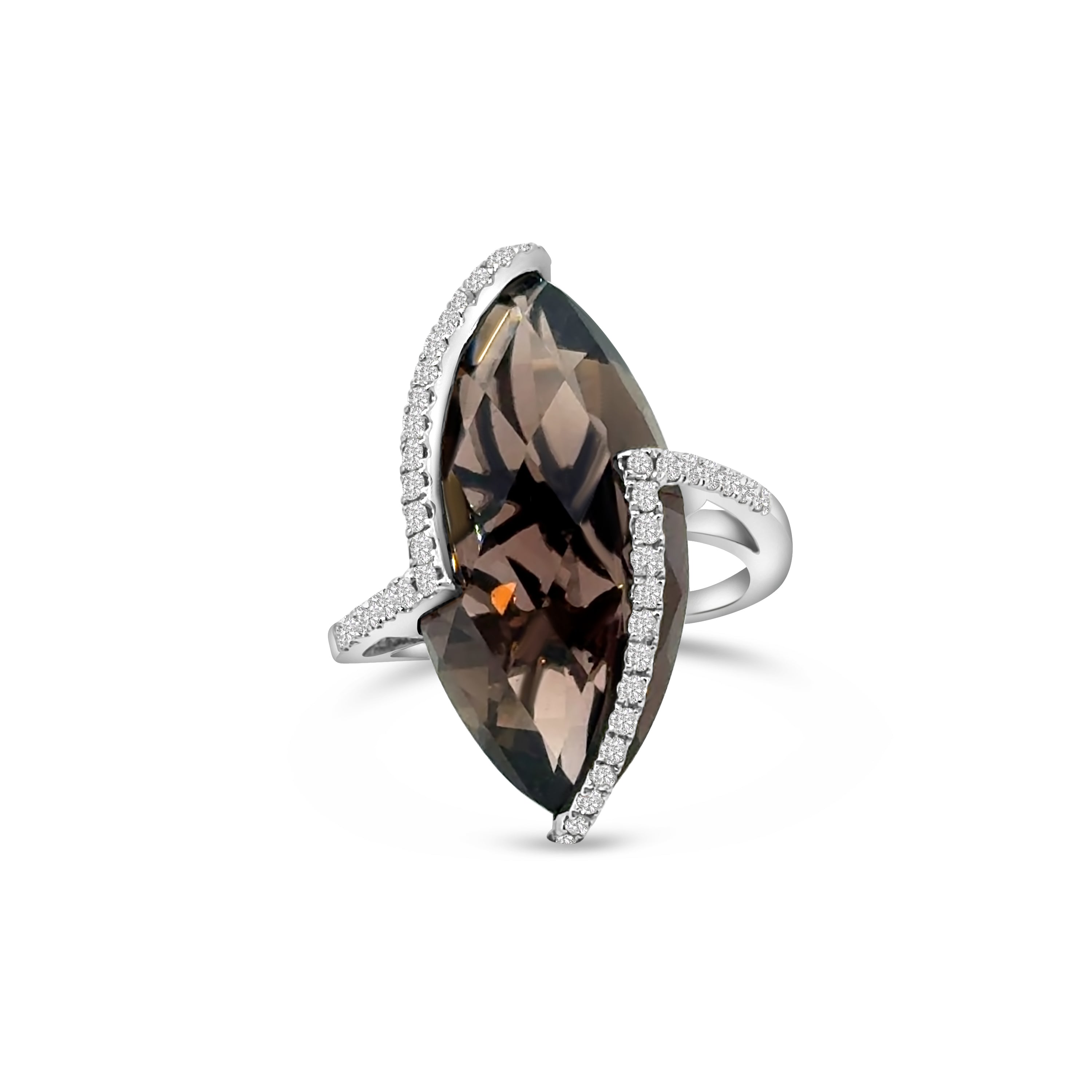 18kt Smokey Quartz and Diamond Dress Ring