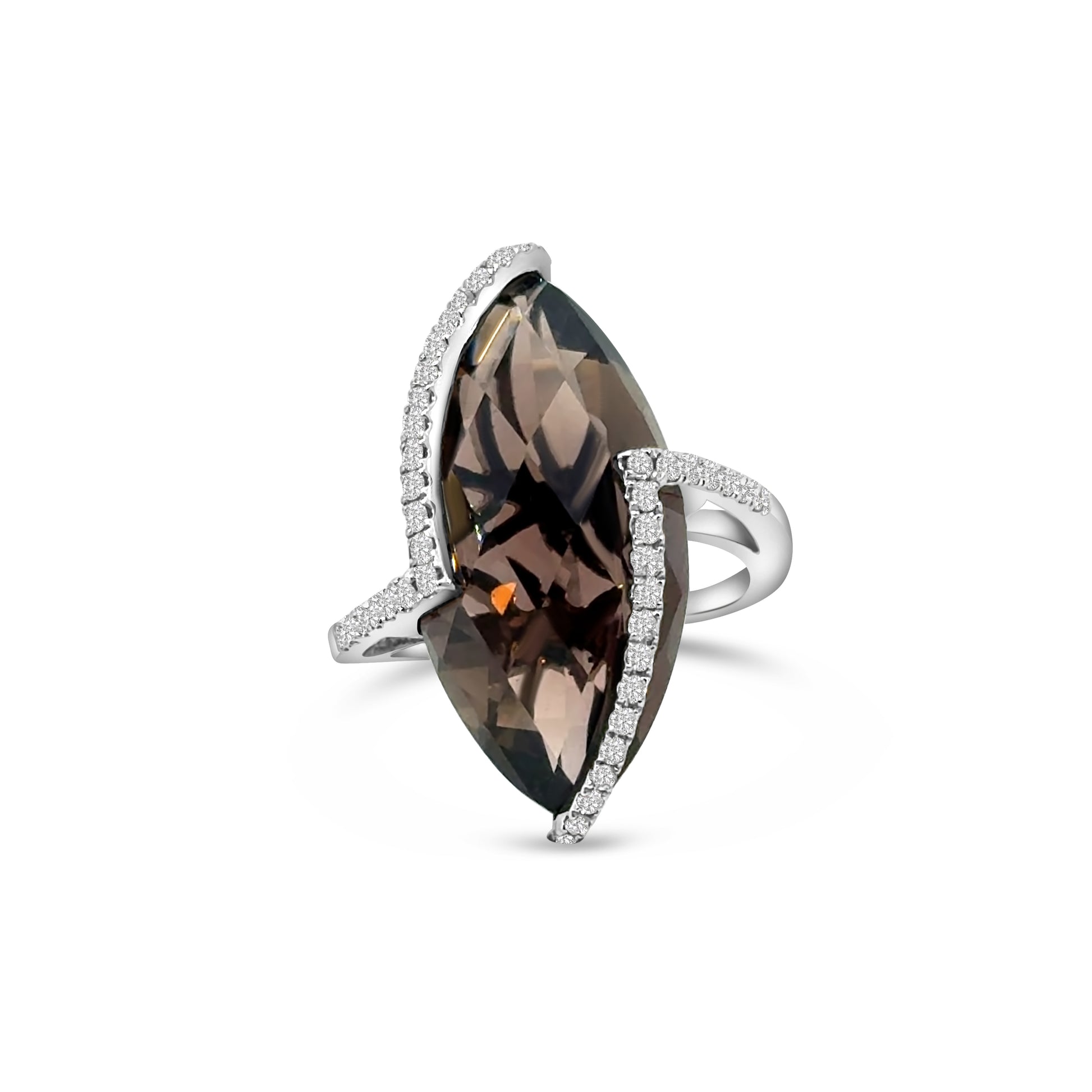 18kt Smokey Quartz and Diamond Dress Ring