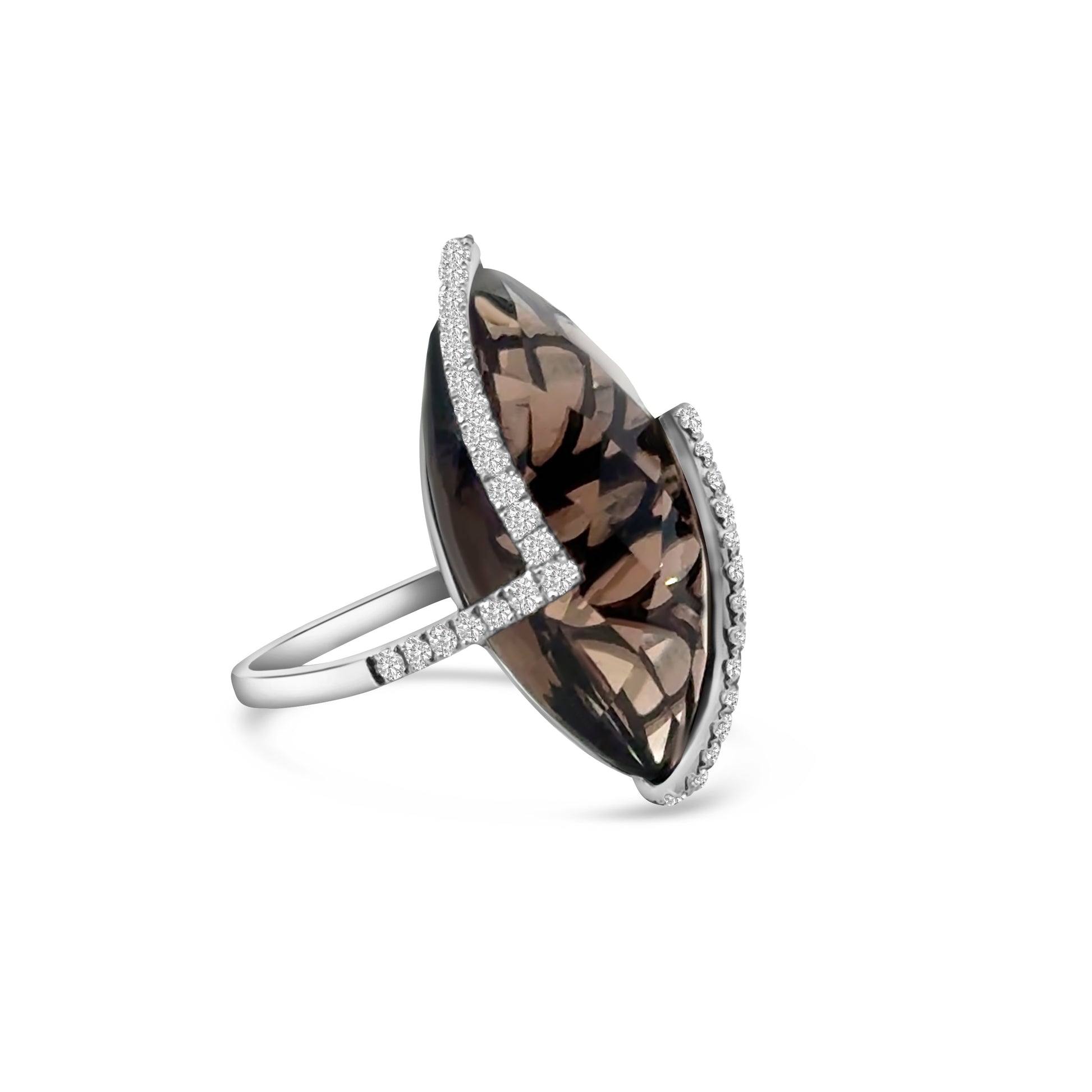 18kt Smokey Quartz and Diamond Dress Ring