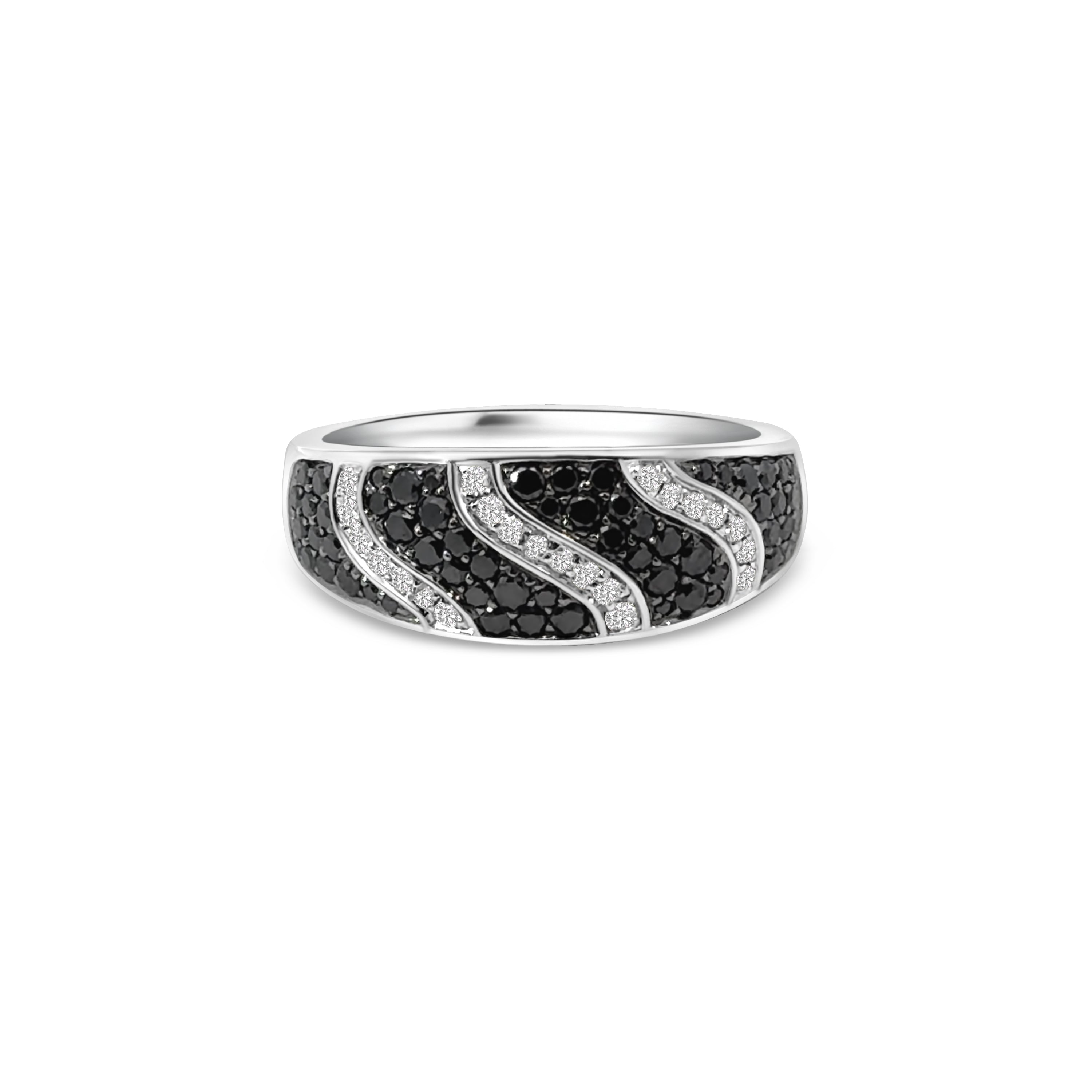 18kt White and Black Diamond Wave Ring
