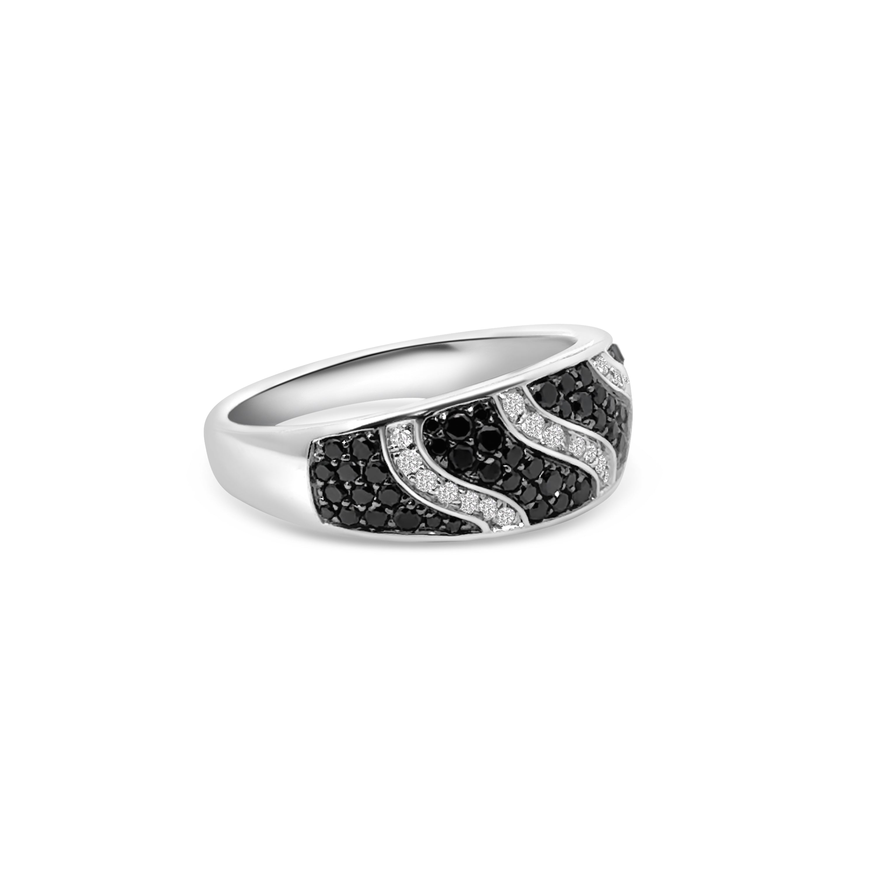 18kt White and Black Diamond Wave Ring