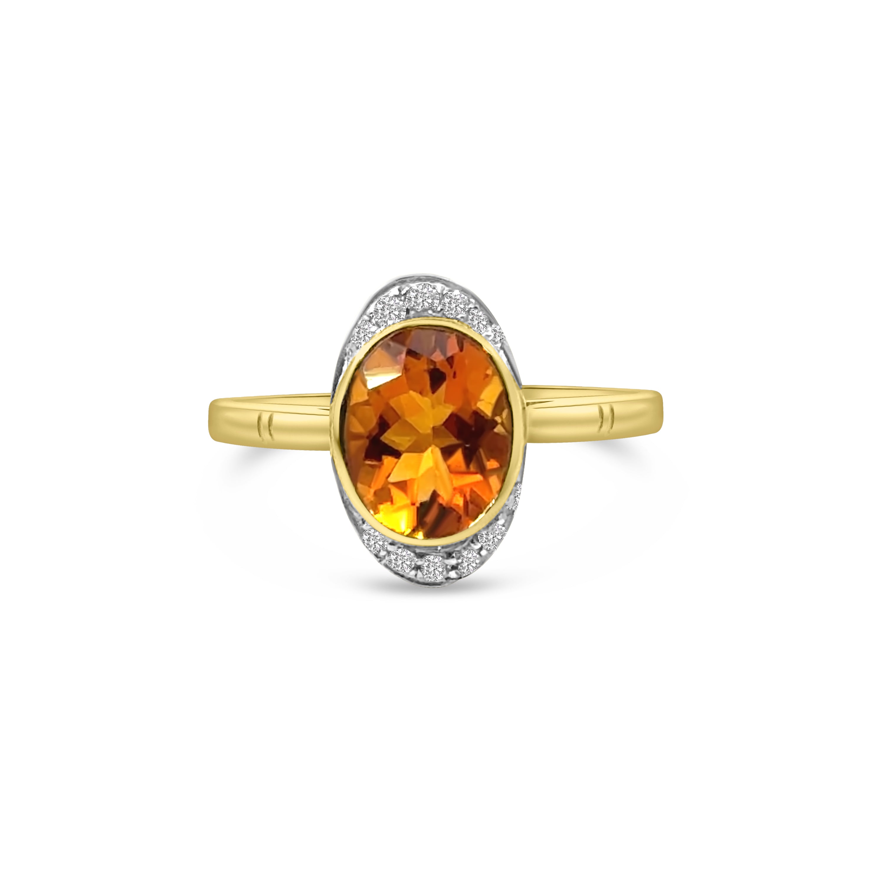 9kt Citrine and Diamond Dress Ring