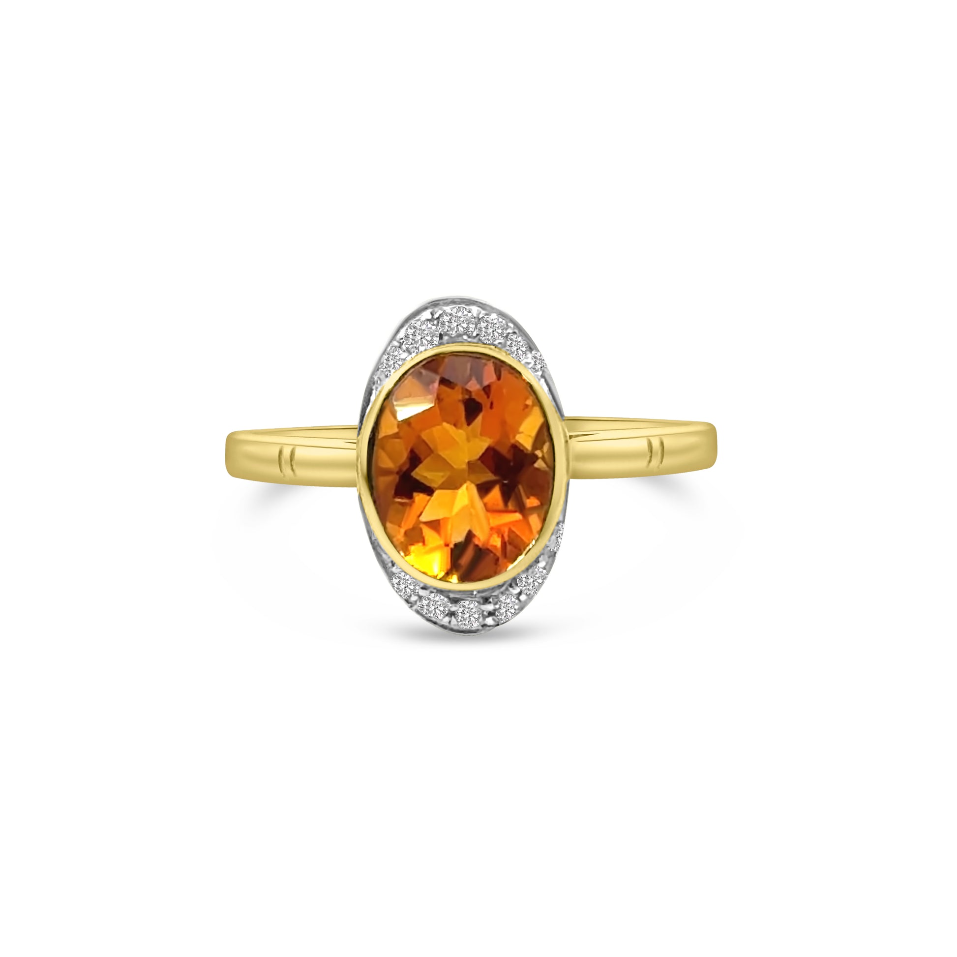 9kt Citrine and Diamond Dress Ring