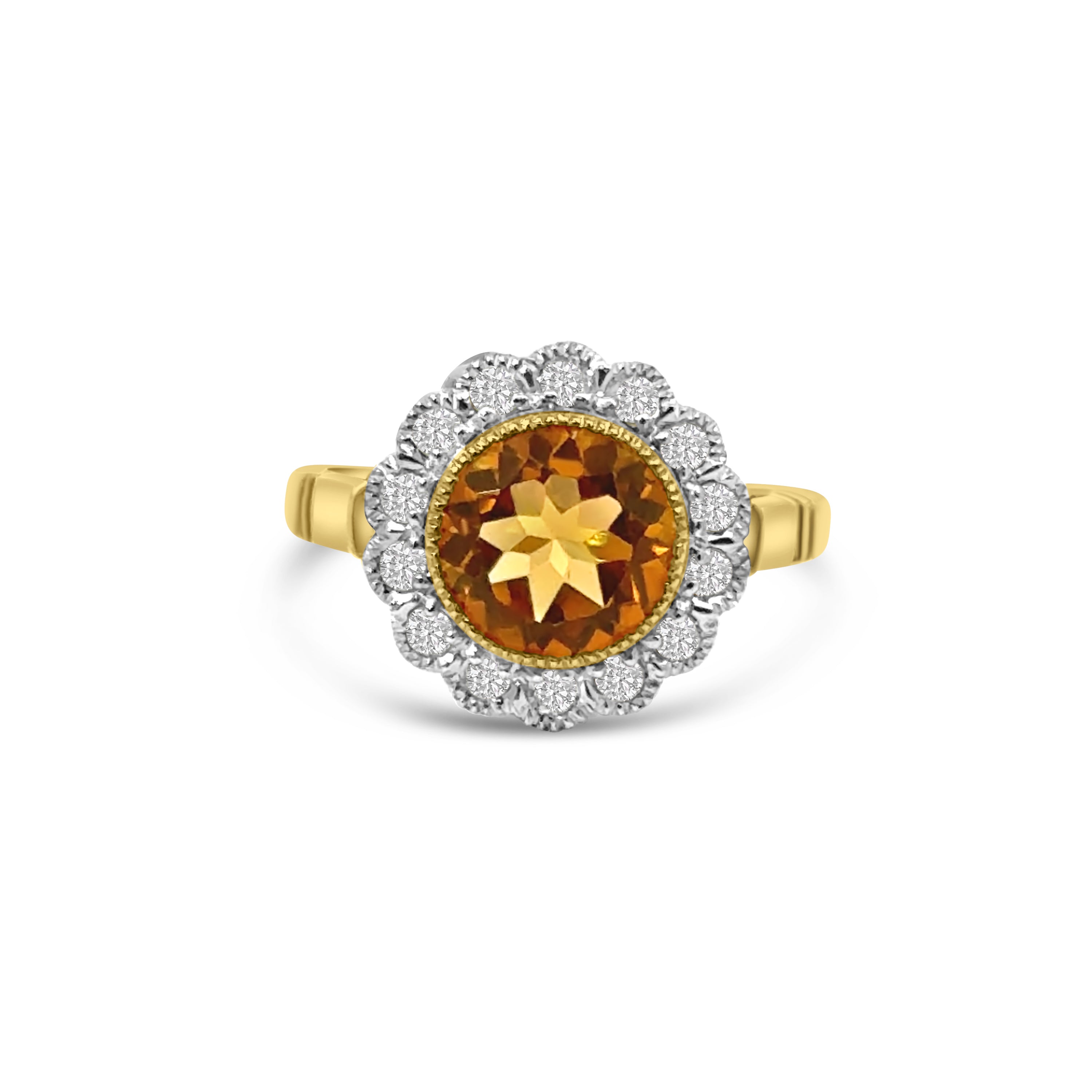 9kt Citrine and Diamond Dress Ring