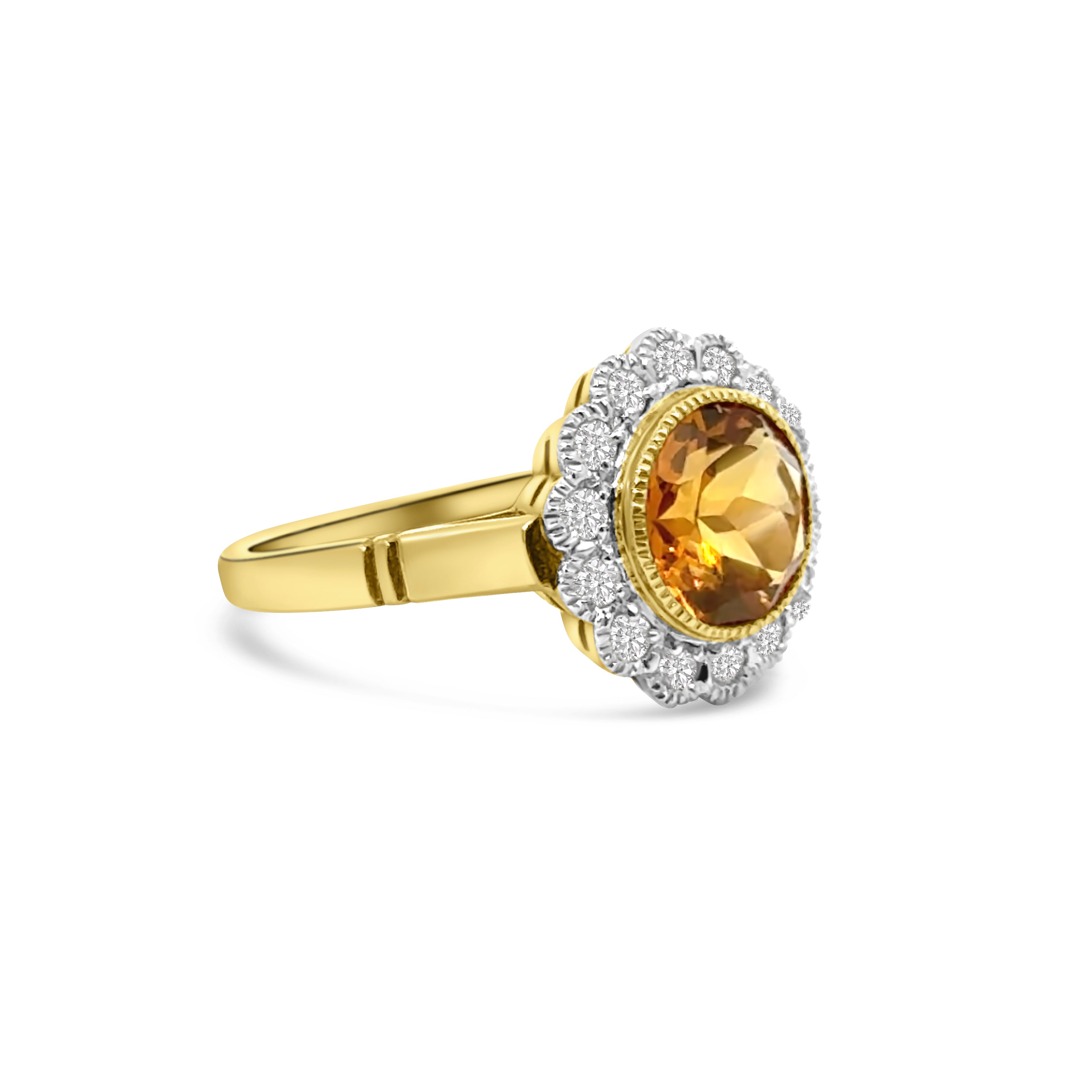 9kt Citrine and Diamond Dress Ring