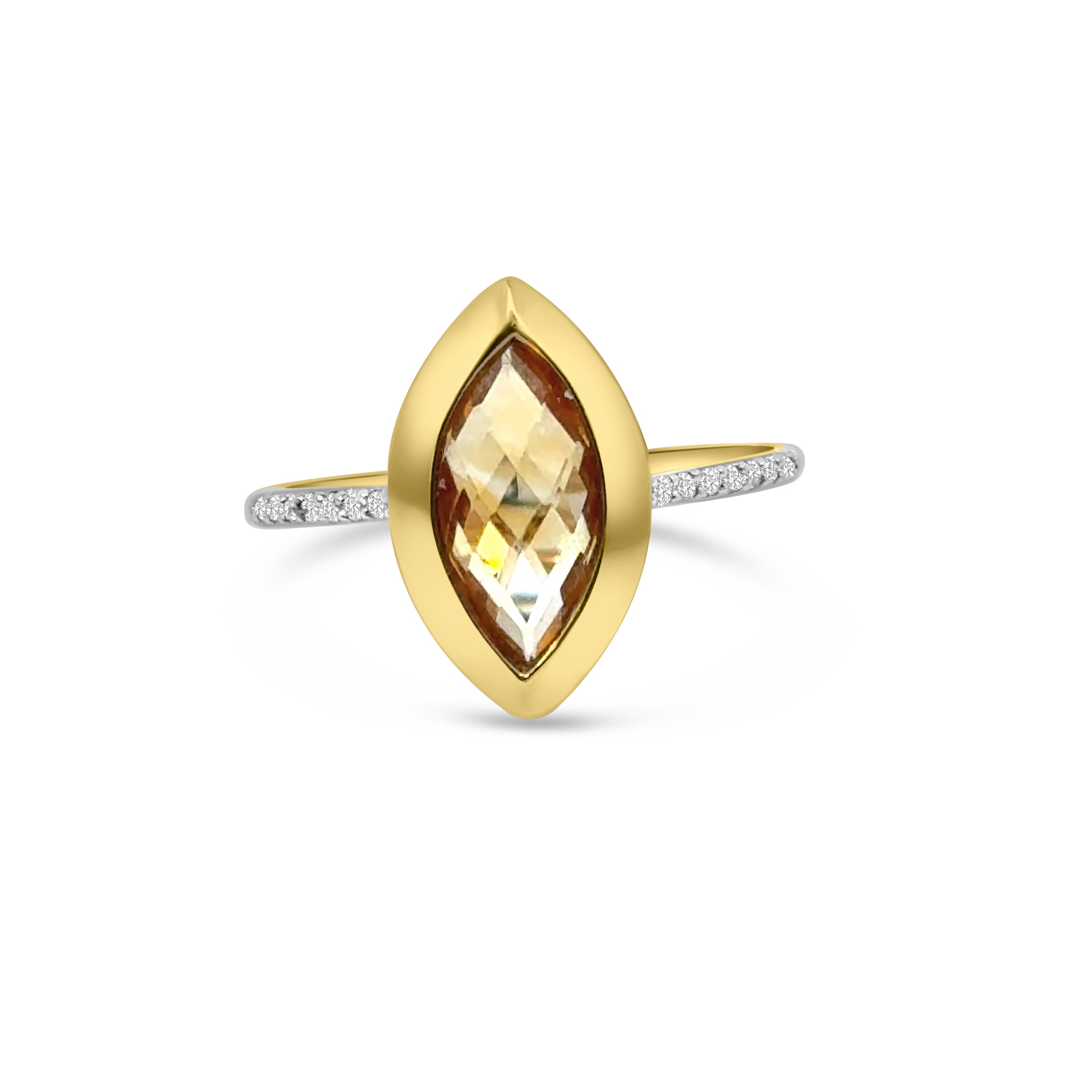9kt Citrine and Diamond Dress Ring