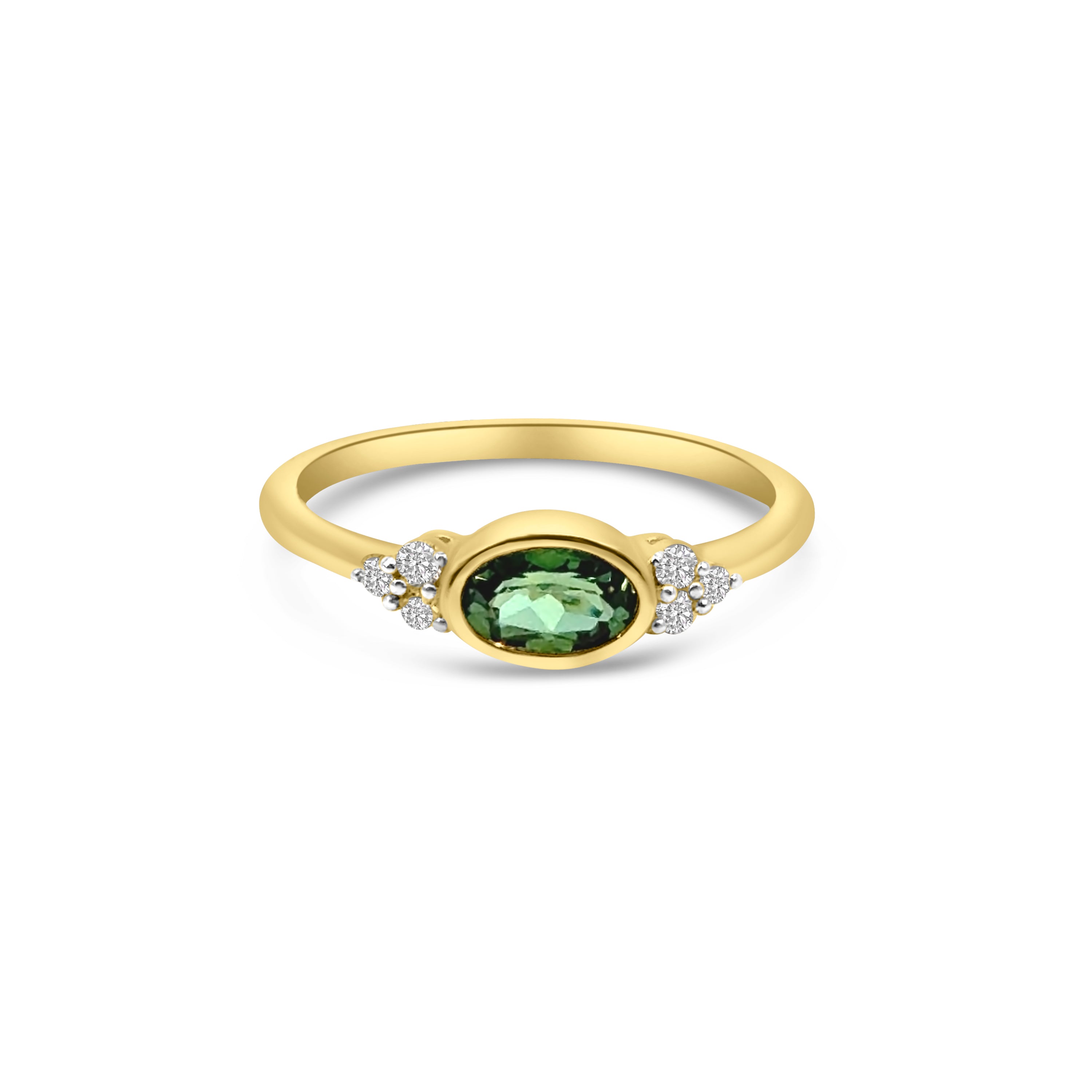 9kt Green Tourmaline and Diamond Ring
