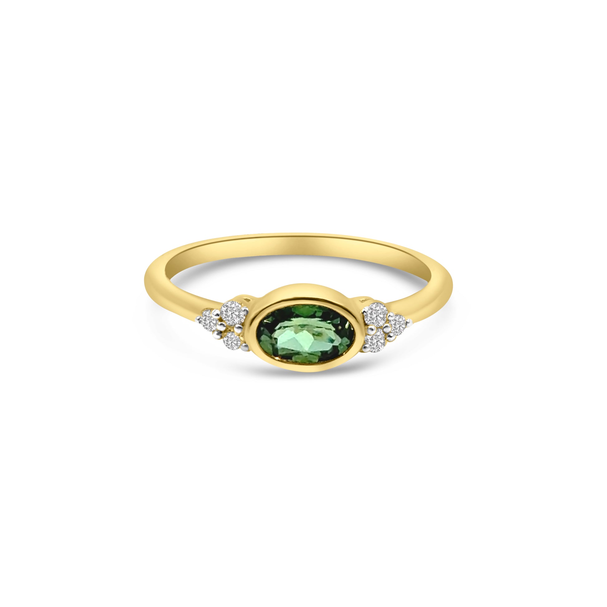 9kt Green Tourmaline and Diamond Ring