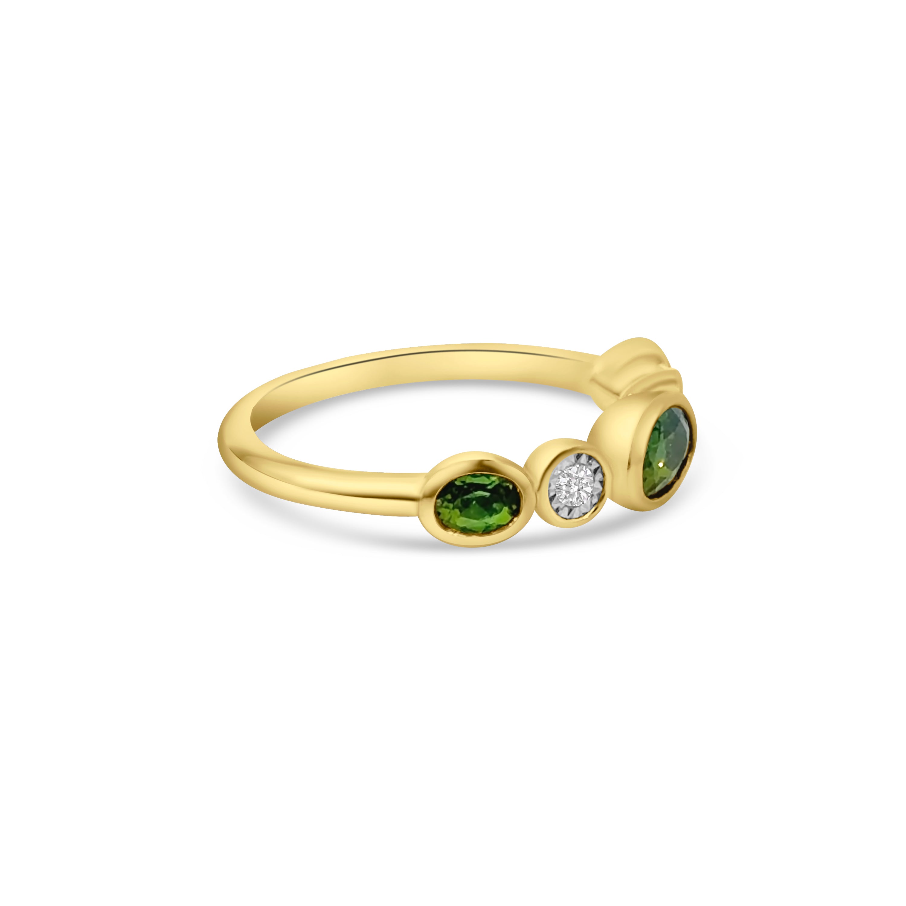 9kt Oval Green Tourmaline and Diamond Ring