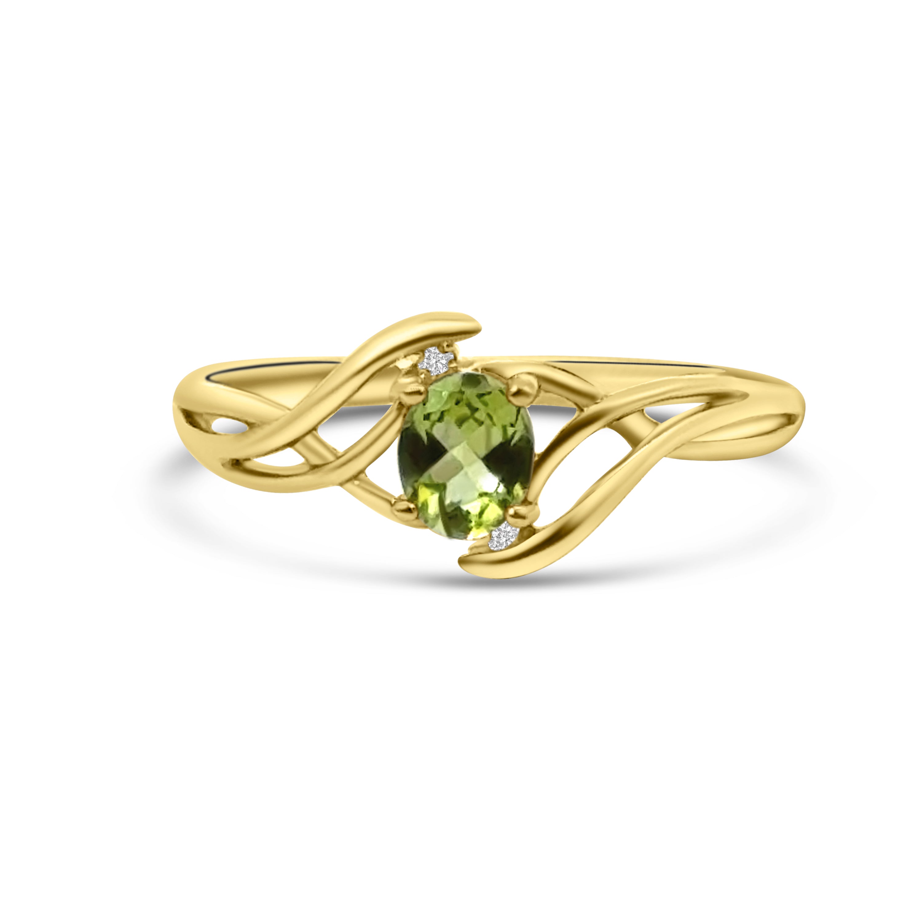9kt Peridot and Diamond Twist Ring