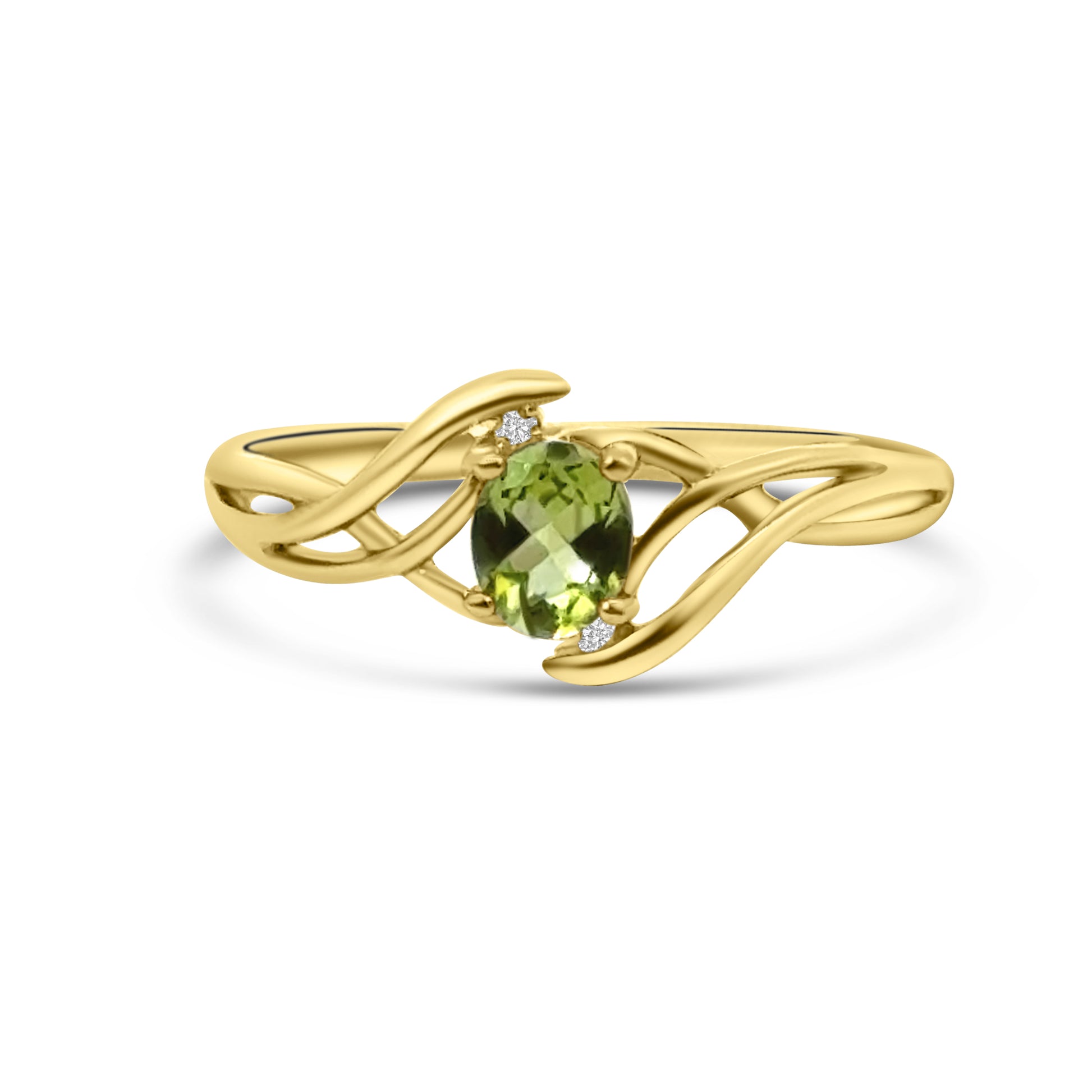 9kt Peridot and Diamond Twist Ring