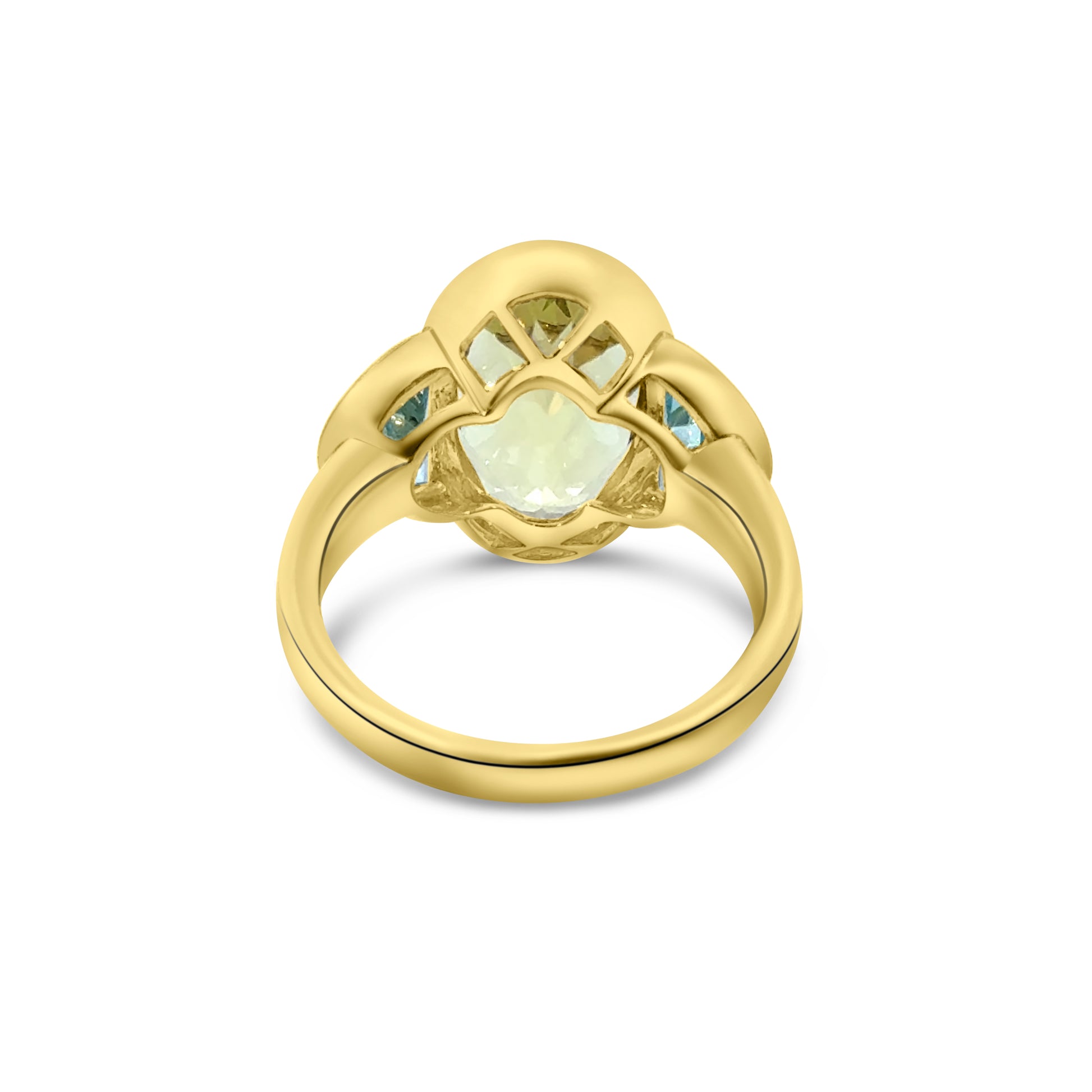 18kt Yellow Quartz, Blue Topaz and Diamond Dress Ring