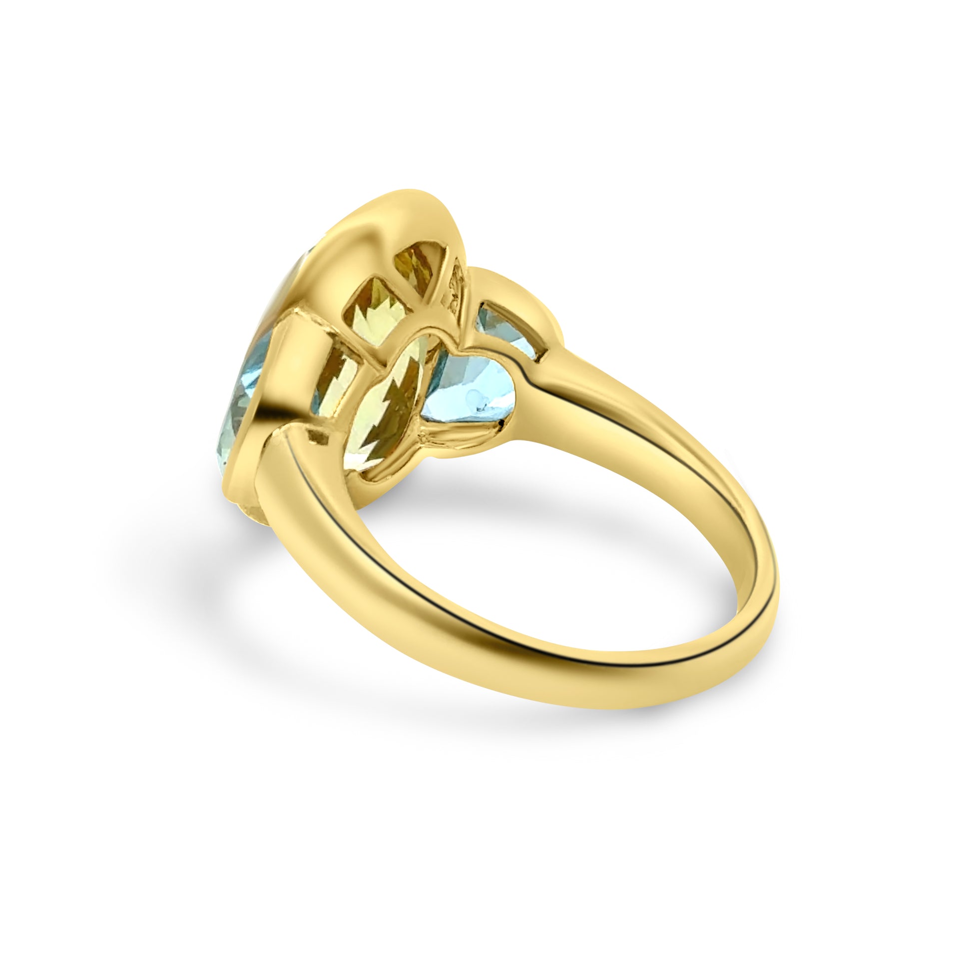 18kt Yellow Quartz, Blue Topaz and Diamond Dress Ring