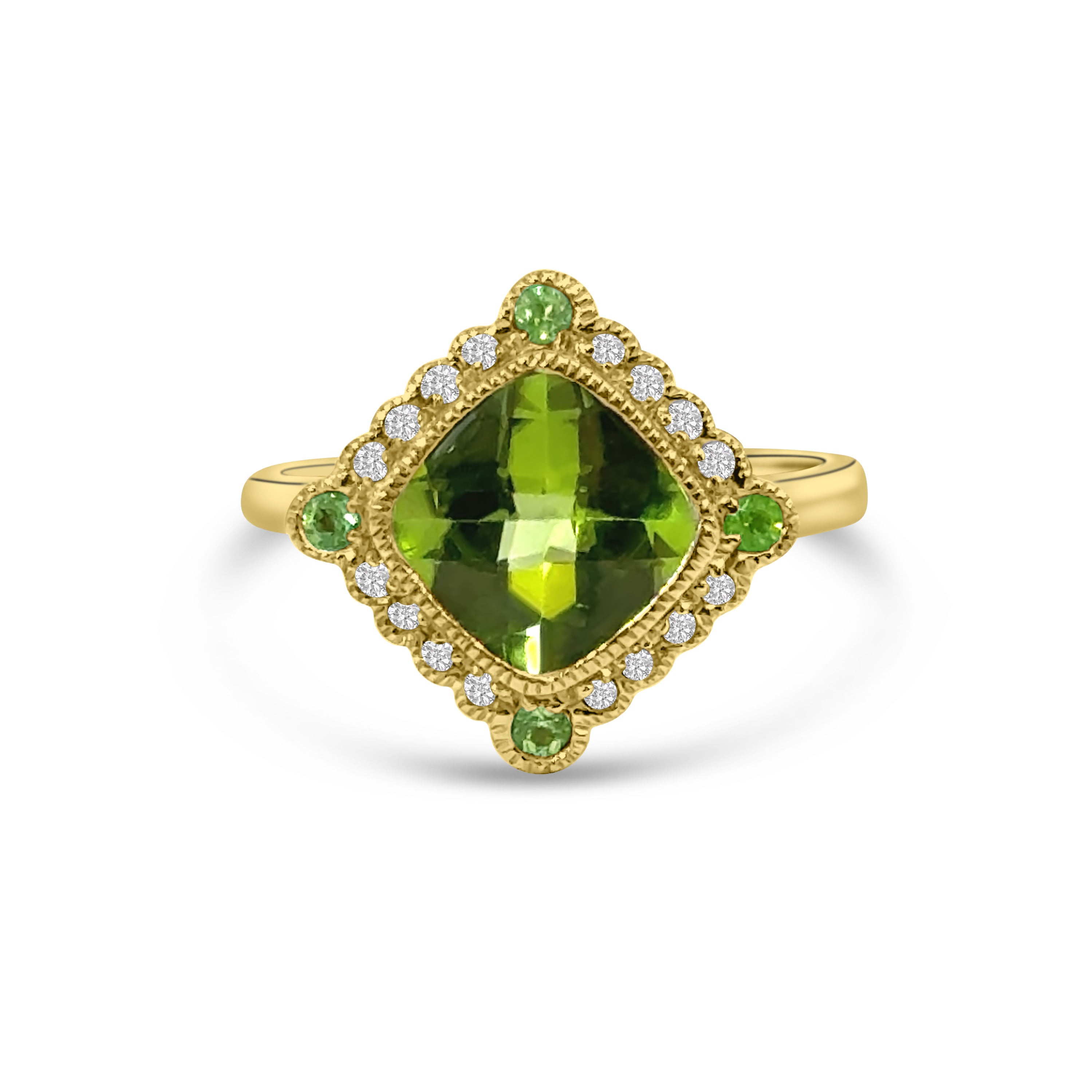 9kt Peridot and Diamond Dress Ring